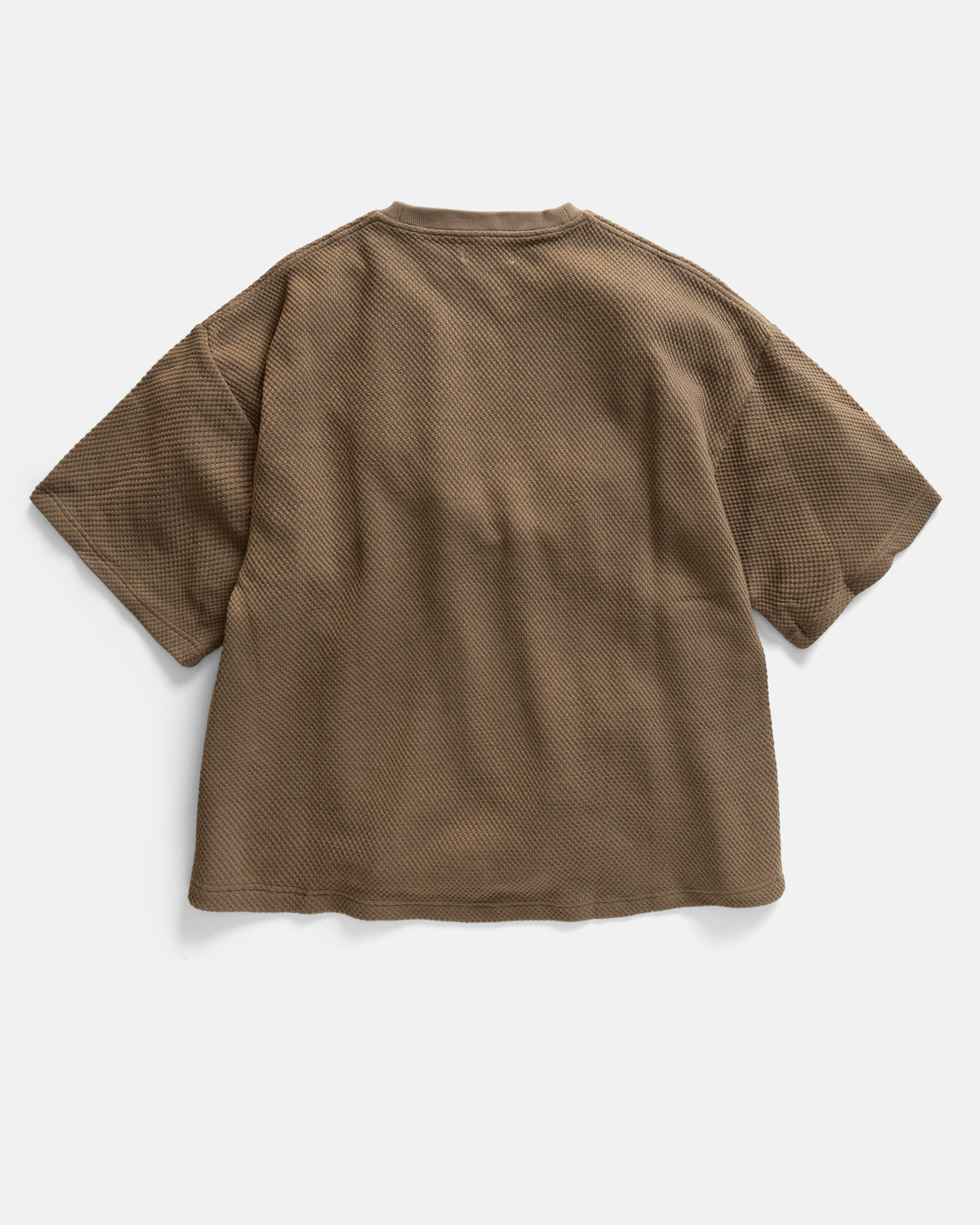GRAHAME BIG TEE - WASHED BROWN EXPLODED PIQUE DOUBLE-FACE COTTON