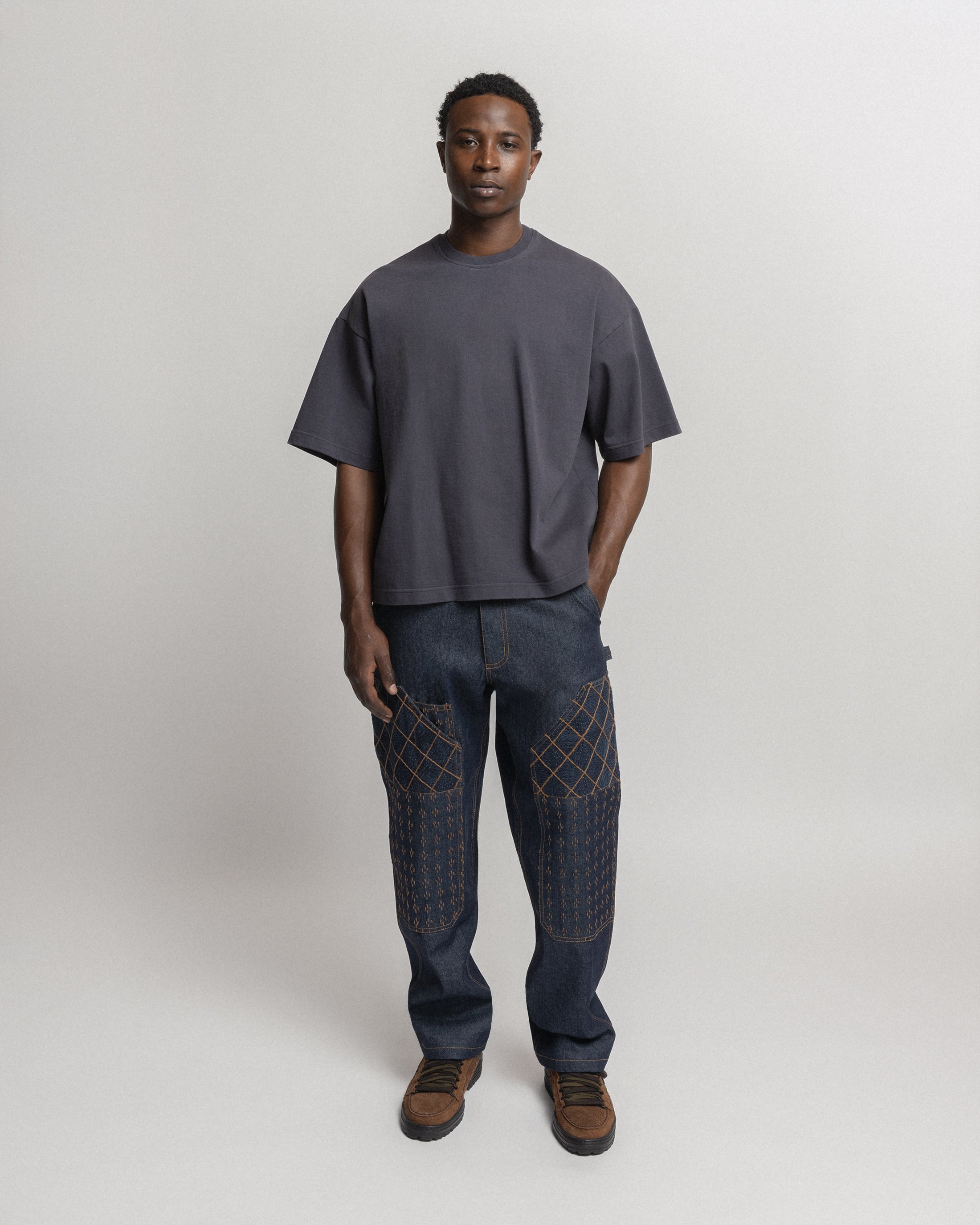 ELI HAND-EMBROIDERED DOUBLE KNEE WORK PANT - 13oz. RAW DENIM
