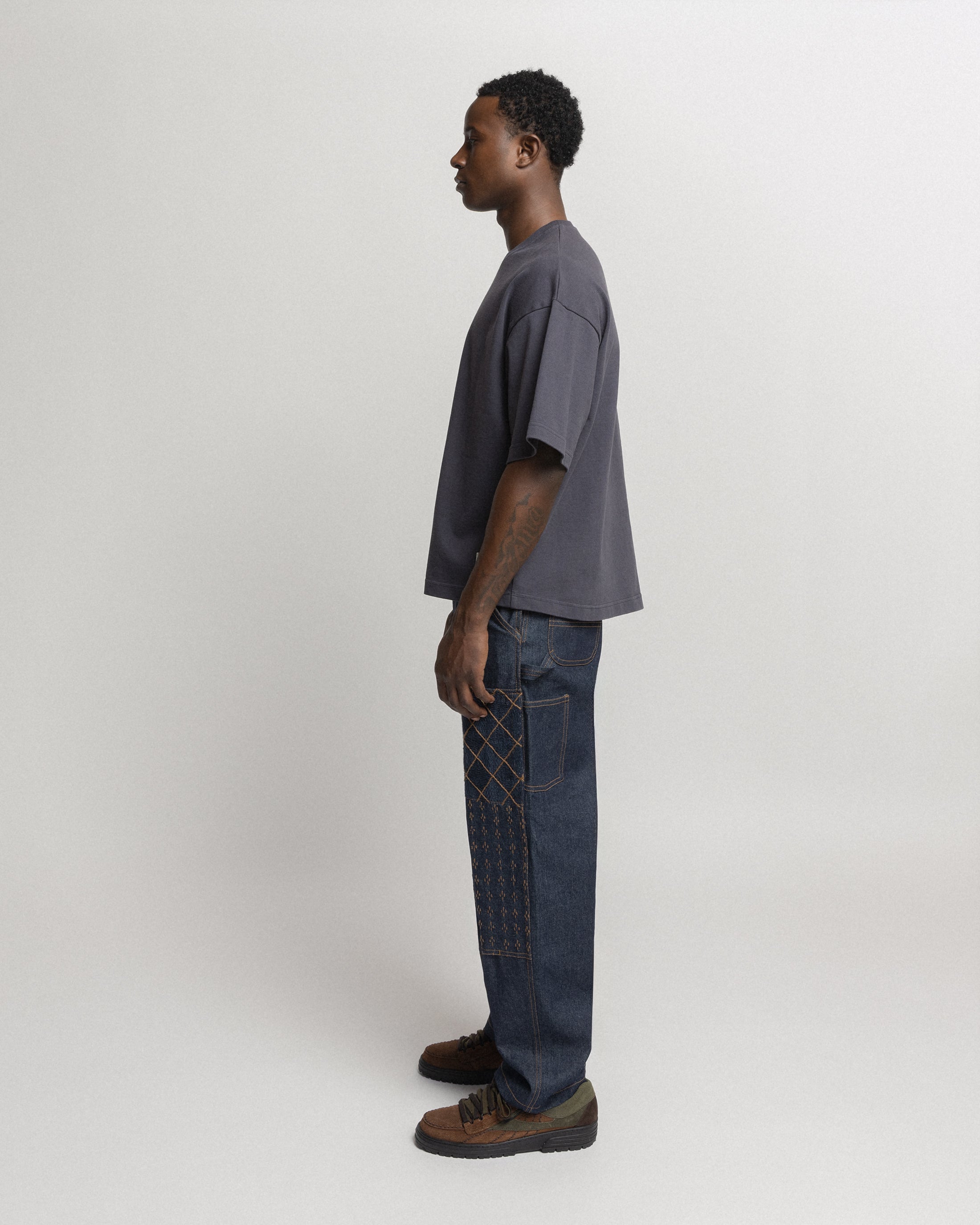 ELI HAND-EMBROIDERED DOUBLE KNEE WORK PANT - 13oz. RAW DENIM