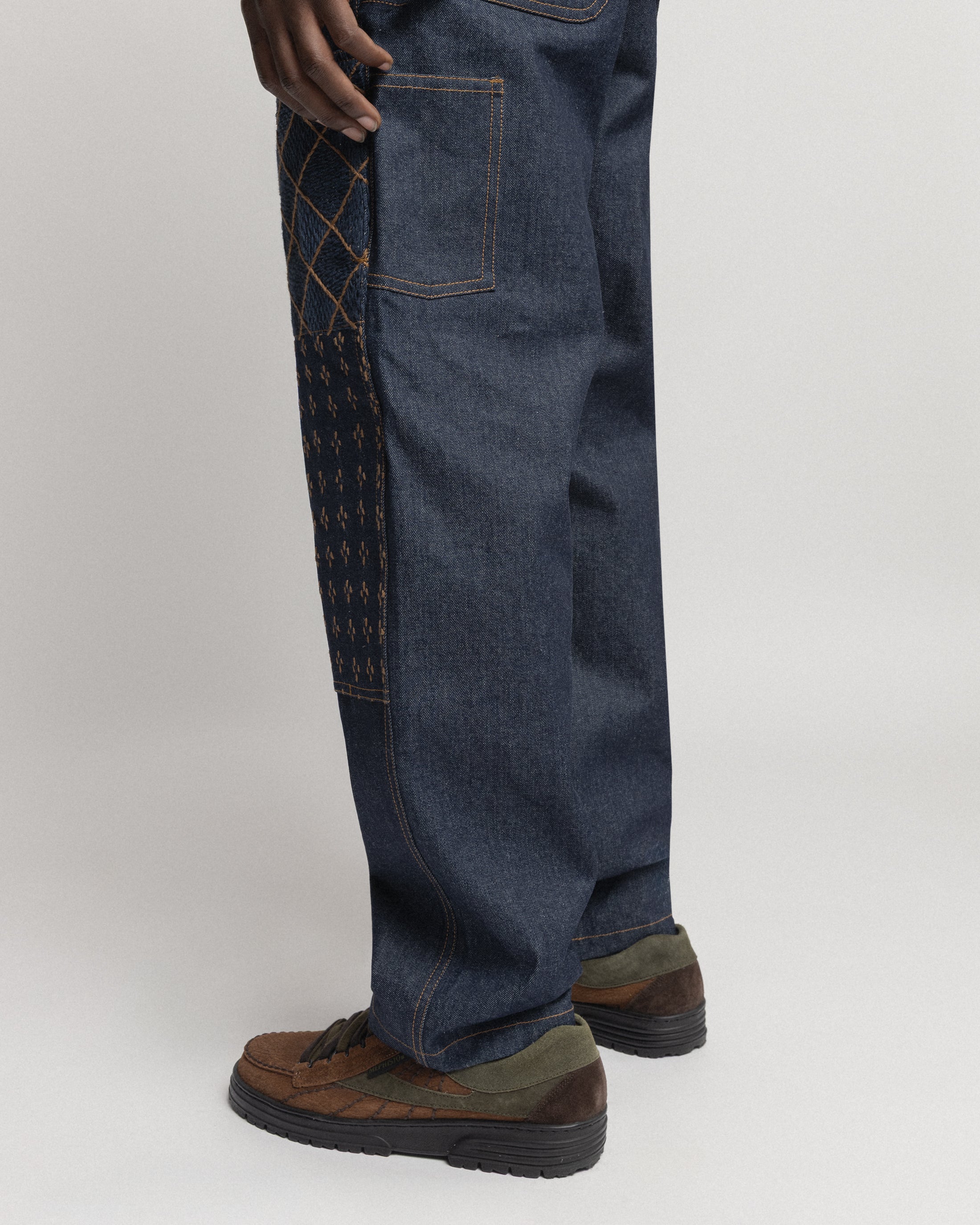 ELI HAND-EMBROIDERED DOUBLE KNEE WORK PANT - 13oz. RAW DENIM
