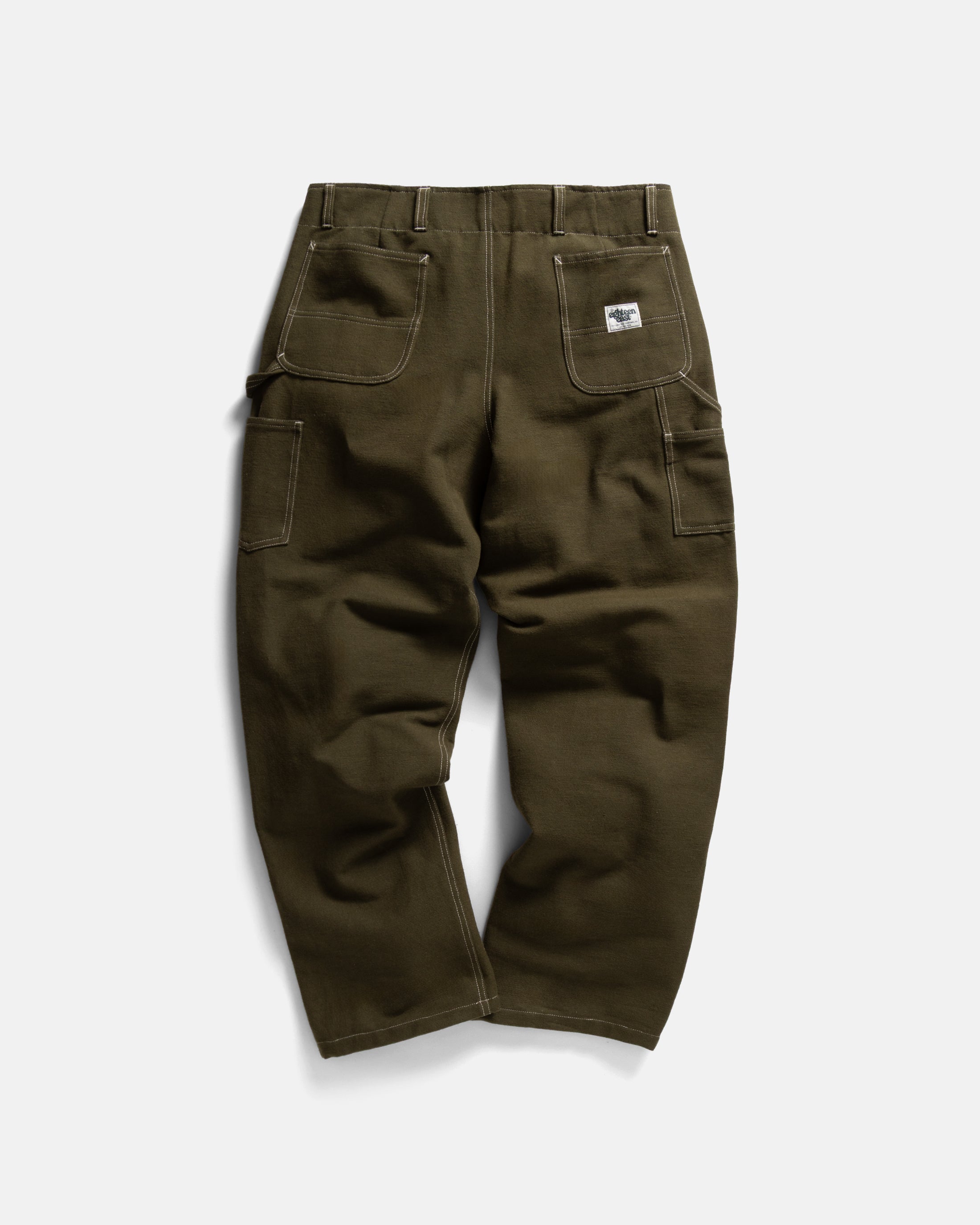 ELI HAND-EMBROIDERED DOUBLE KNEE WORK PANT - IVY GREEN HANDSPUN COTTON CANVAS