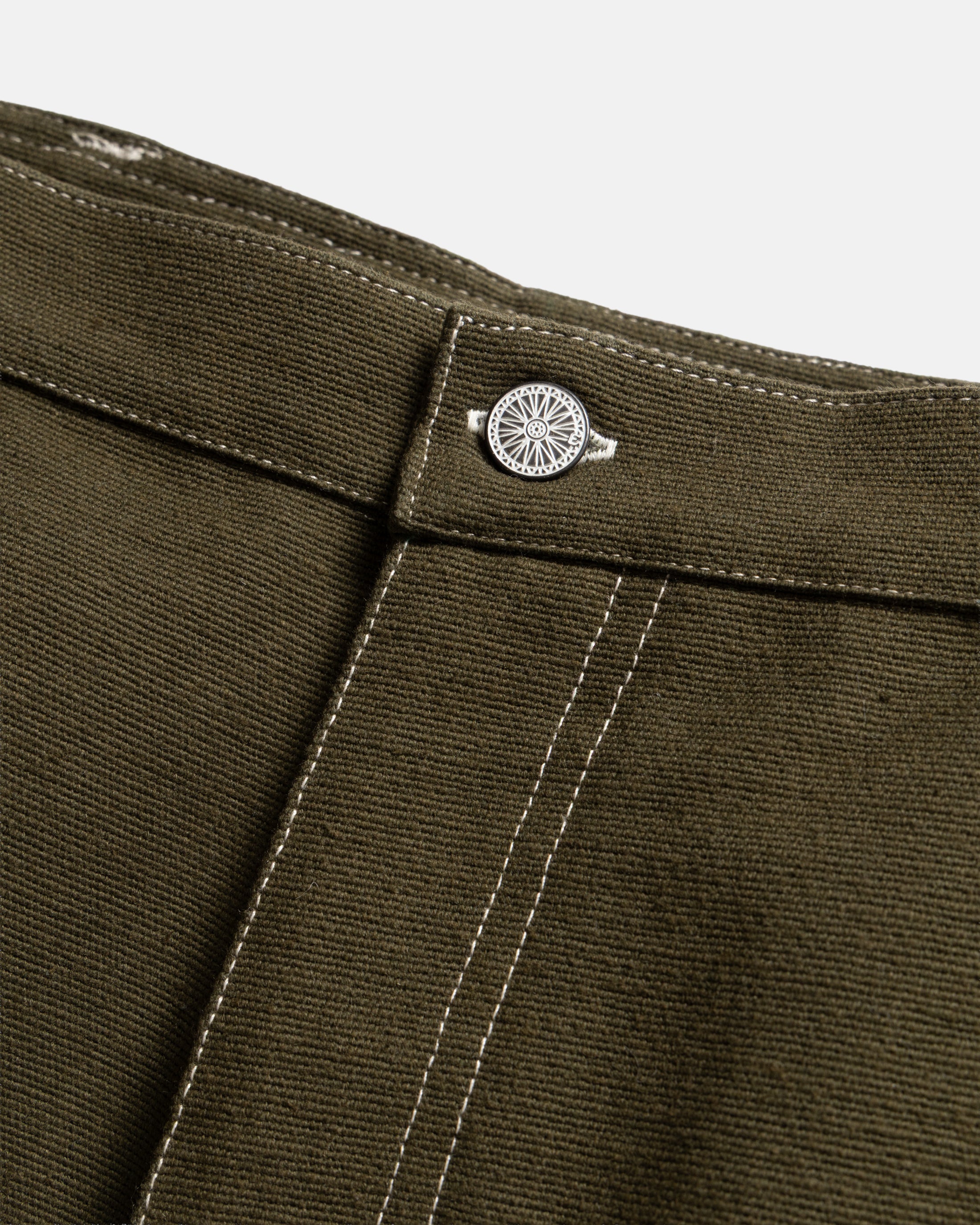 ELI HAND-EMBROIDERED DOUBLE KNEE WORK PANT - IVY GREEN HANDSPUN COTTON CANVAS