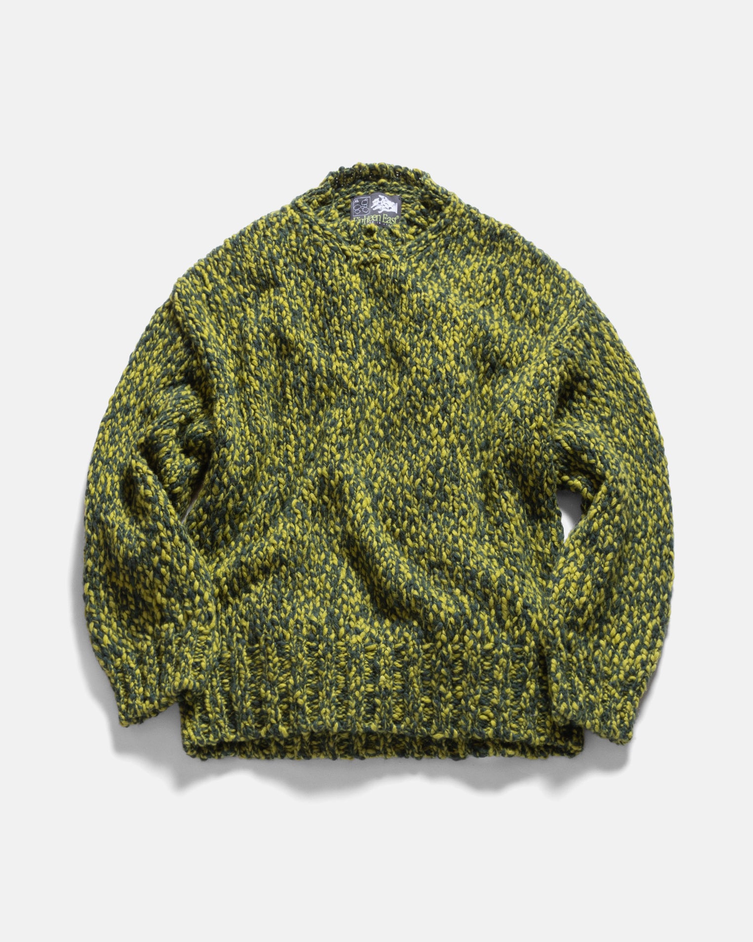 CUOCO CREWNECK SWEATER - VOLT / FOREST THICK & THINK SUPERFINE MERINO BLEND MOULINÉ