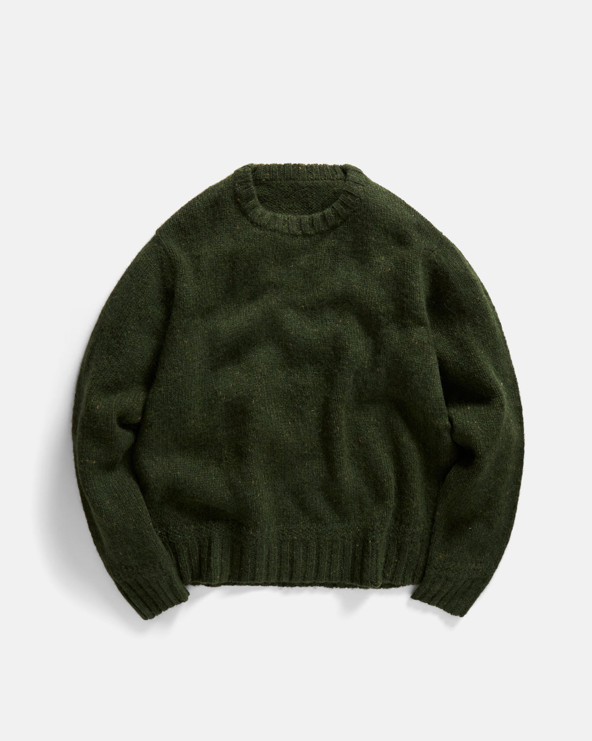 FIGLI CREWNECK SWEATER - SURPLUS OLIVE ANDES ALPACA / MERINO BLENDED TWEED