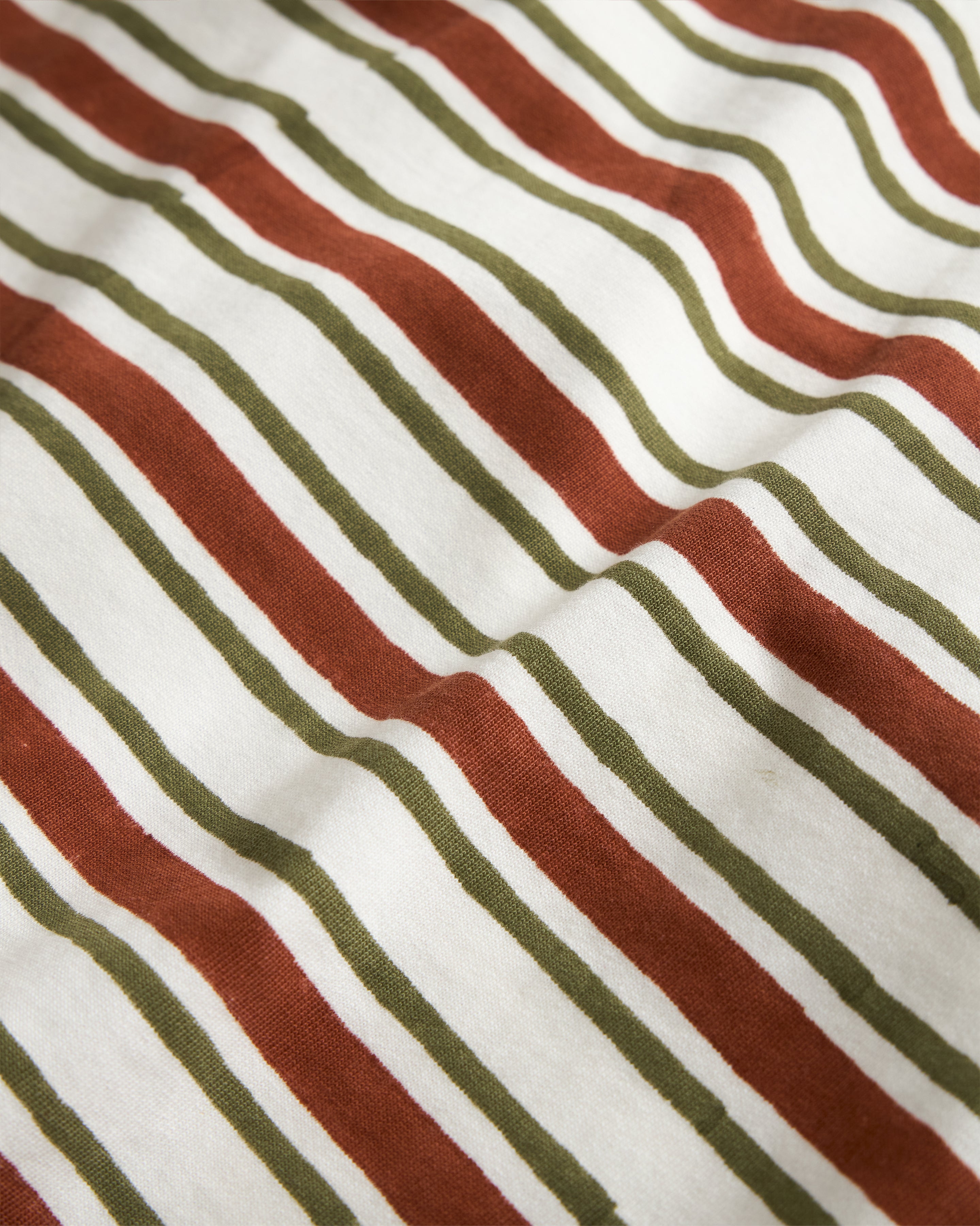 GUS BIG RINGER TEE - UNDYED / RUSSETT BROWN / FATIGUE GREEN BLOCKPRINTED 7.75 oz. ALL SEASON COTTON JERSEY