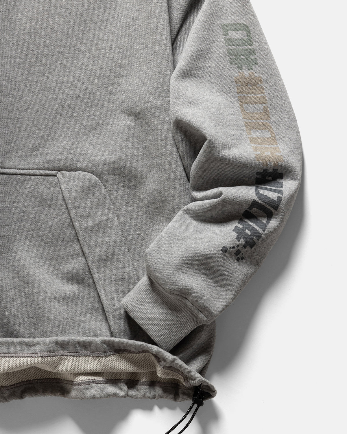 A# MOTO HOODED SWEATSHIRT - PRACTICE HEATHER HAND BLOCK PRINTED 19oz. ALL COTTON LOOPBACK TERRY FLEECE