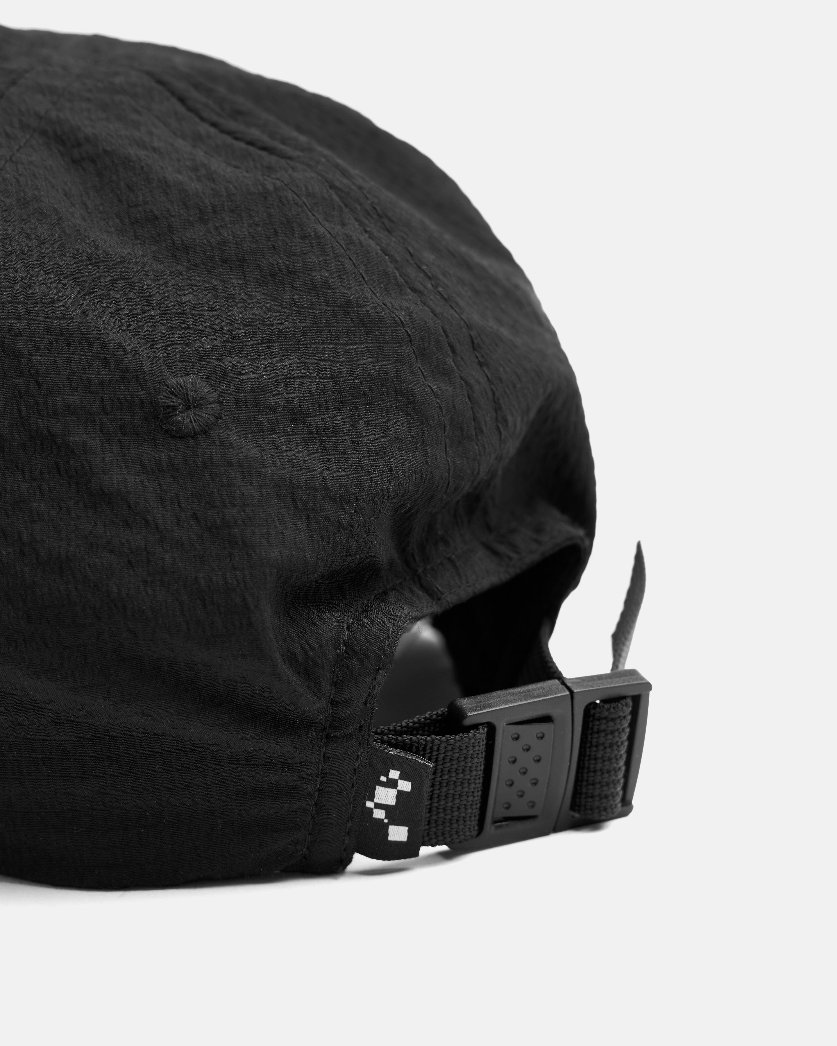 STOWE UNLINED 5 PANEL HAT - BLACK "COBBLESTONE" NYLON RIPSTOP
