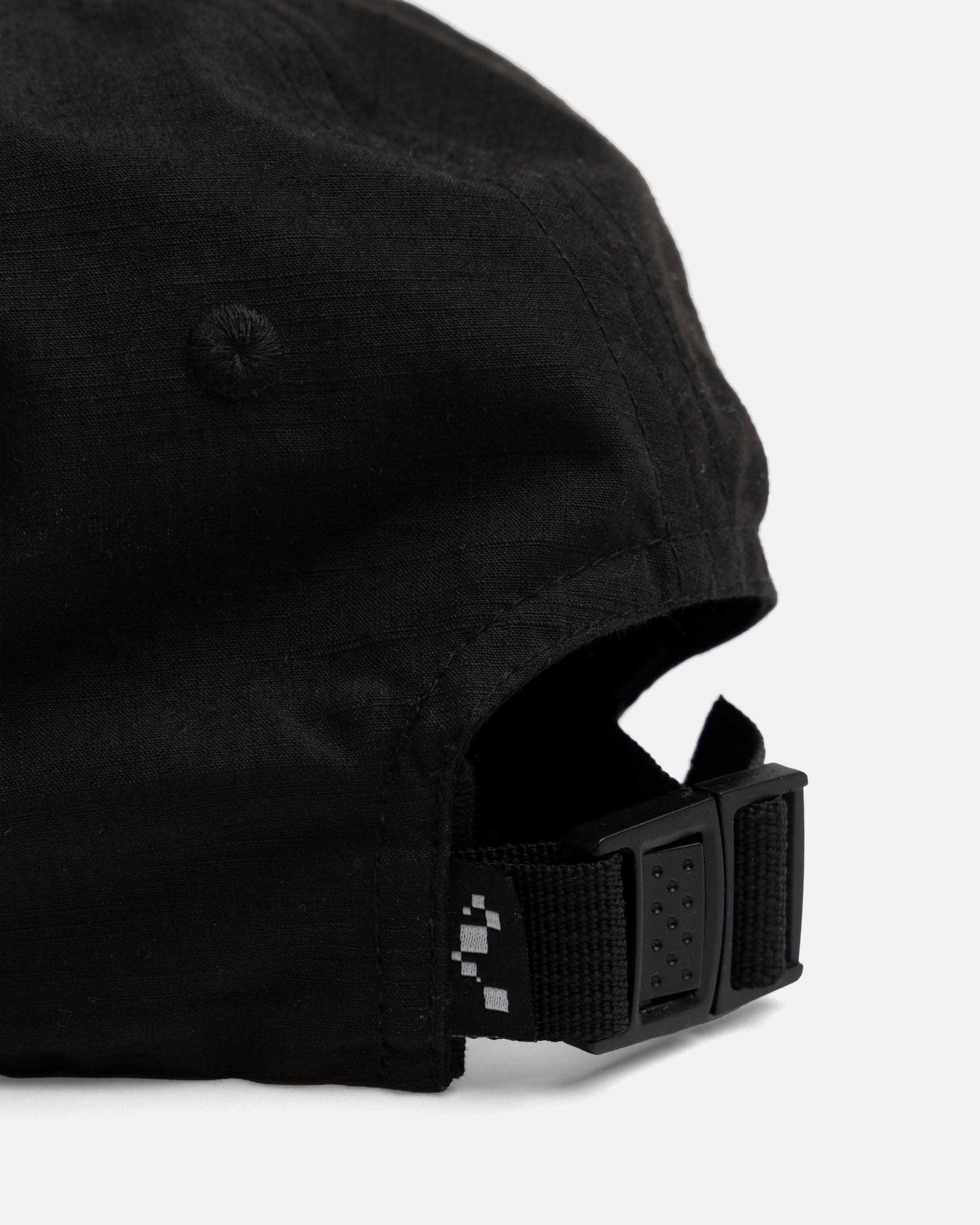 GLOBAL SERIF STOWE UNLINED 5 PANEL HAT - PIRATE BLACK COTTON MICRO RIPSTOP