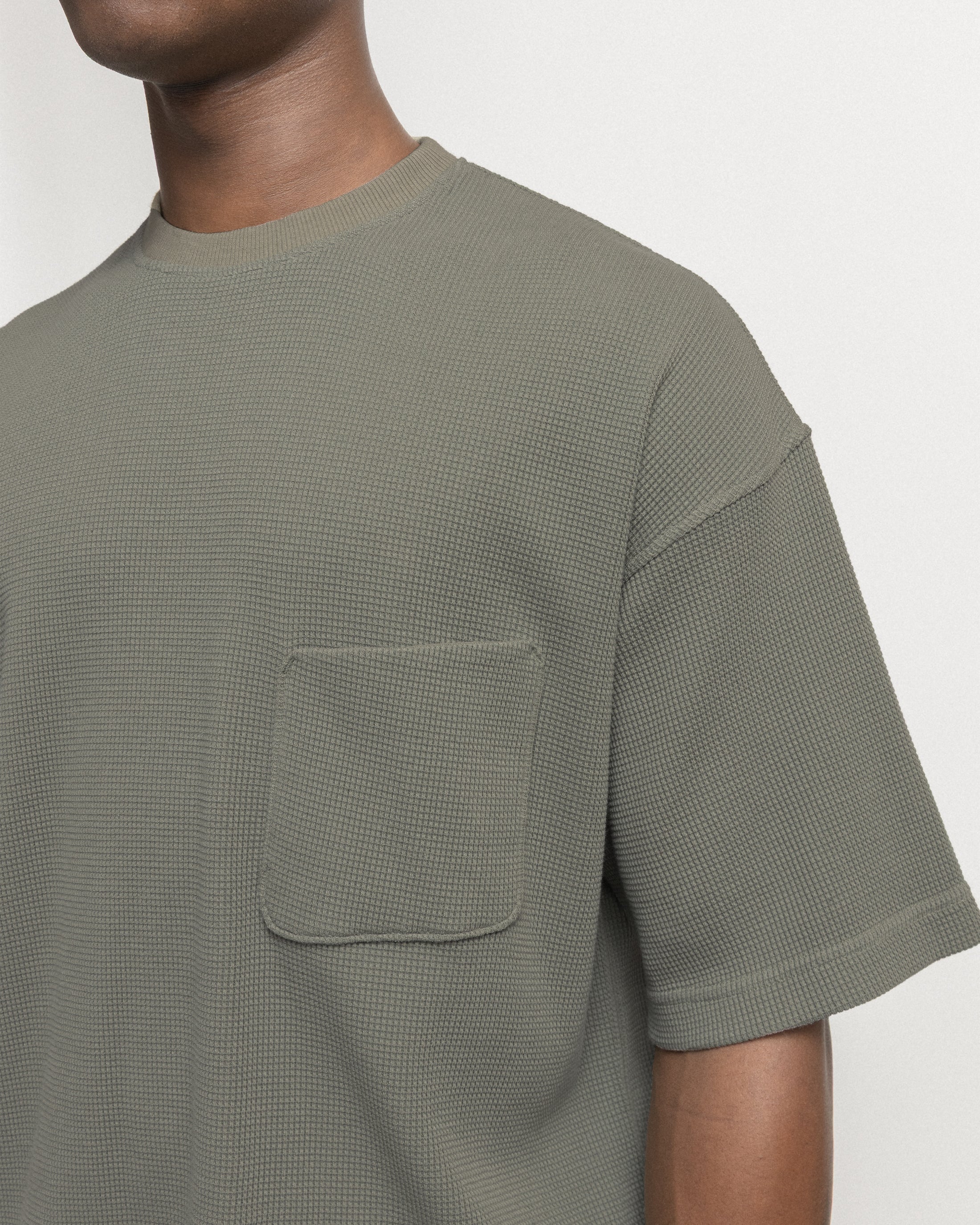 HIROCK LTE HALF SLEEVE CREWNECK - FADED DRAB TECH COTTON LIGHTWEIGHT THERMAL