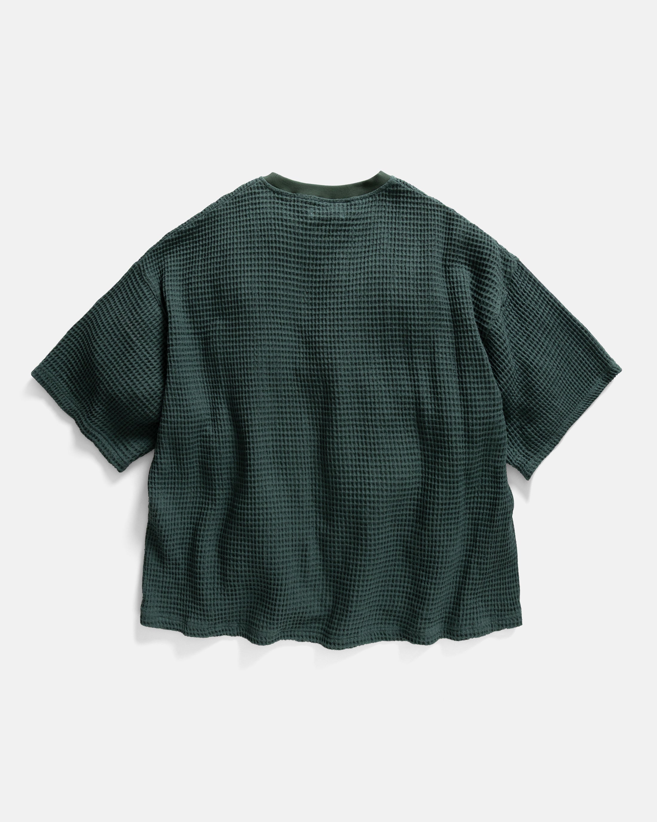 HIROCK HALF SLEEVE CREWNECK - JUNGLE GREEN CHUNKY WOVEN COTTON THERMAL