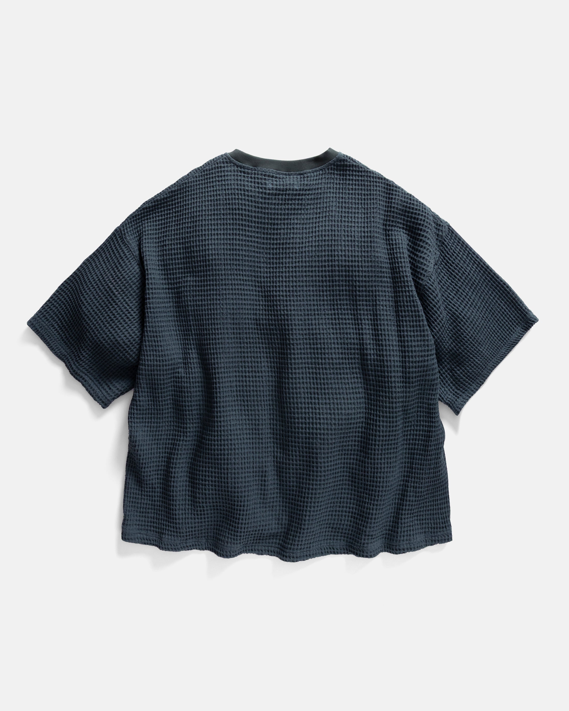 HIROCK HALF SLEEVE CREWNECK - DARK SLATE CHUNKY WOVEN COTTON THERMAL