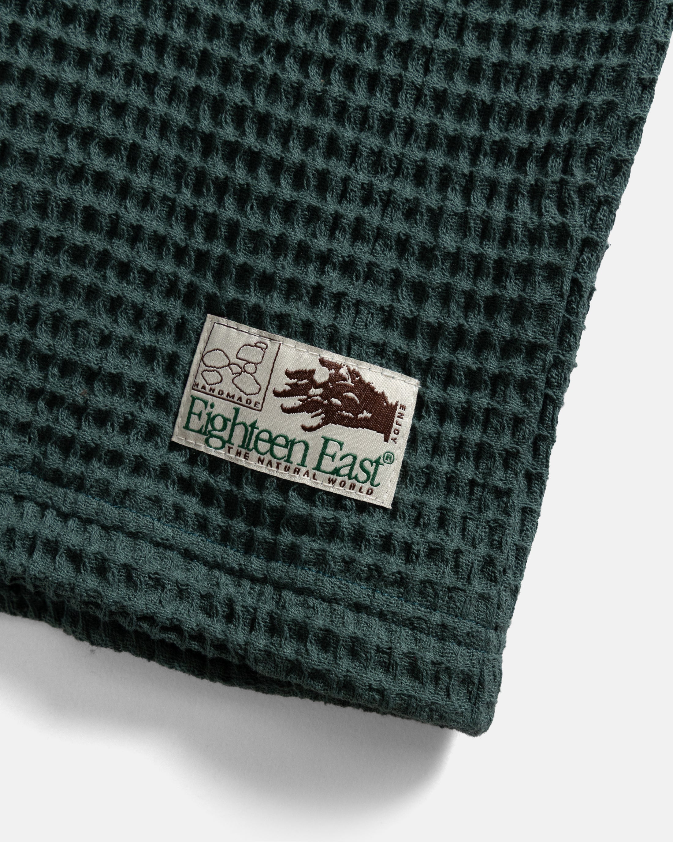 HIROCK HALF SLEEVE CREWNECK - JUNGLE GREEN CHUNKY WOVEN COTTON THERMAL