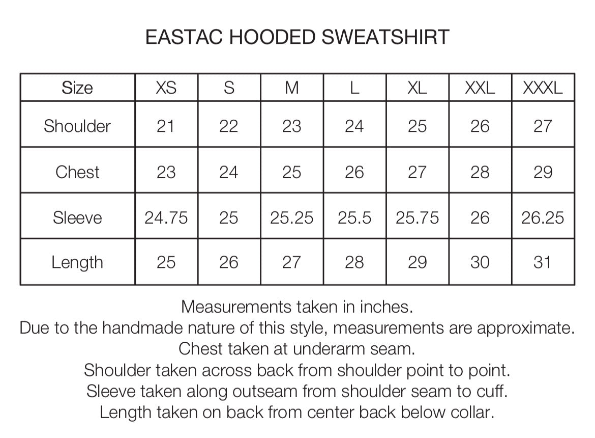 EASTAC HOODED SWEATSHIRT - SUNFADED MAUVE 19oz. ALL COTTON LOOPBACK TERRY FLEECE