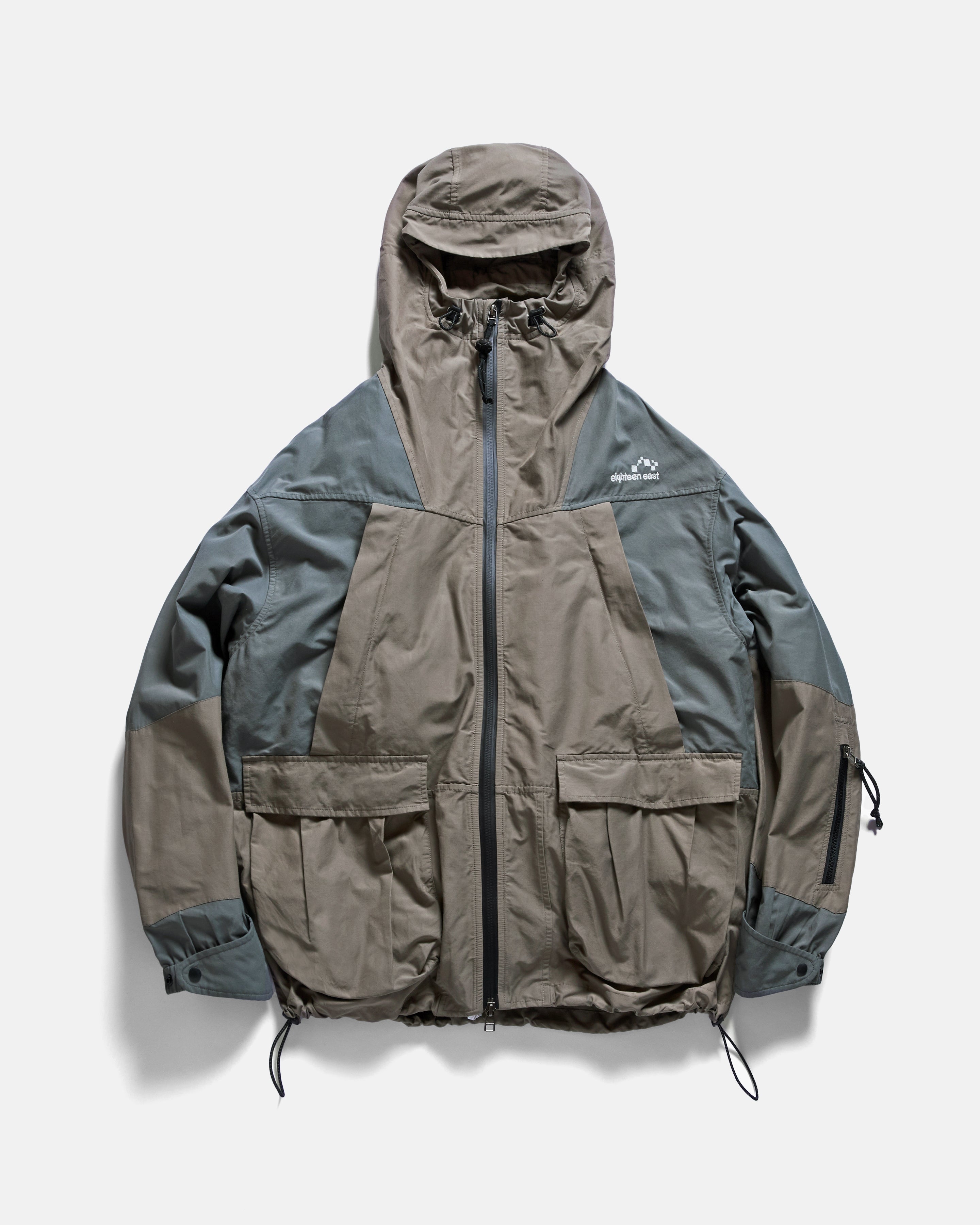 CASCADE OUTDOOR PROTECTION SYSTEM HOODED SHELL - BARELY SAGE / BLUESTONE WATER-REPELLENT 60/40 MOUNTAIN CLOTH