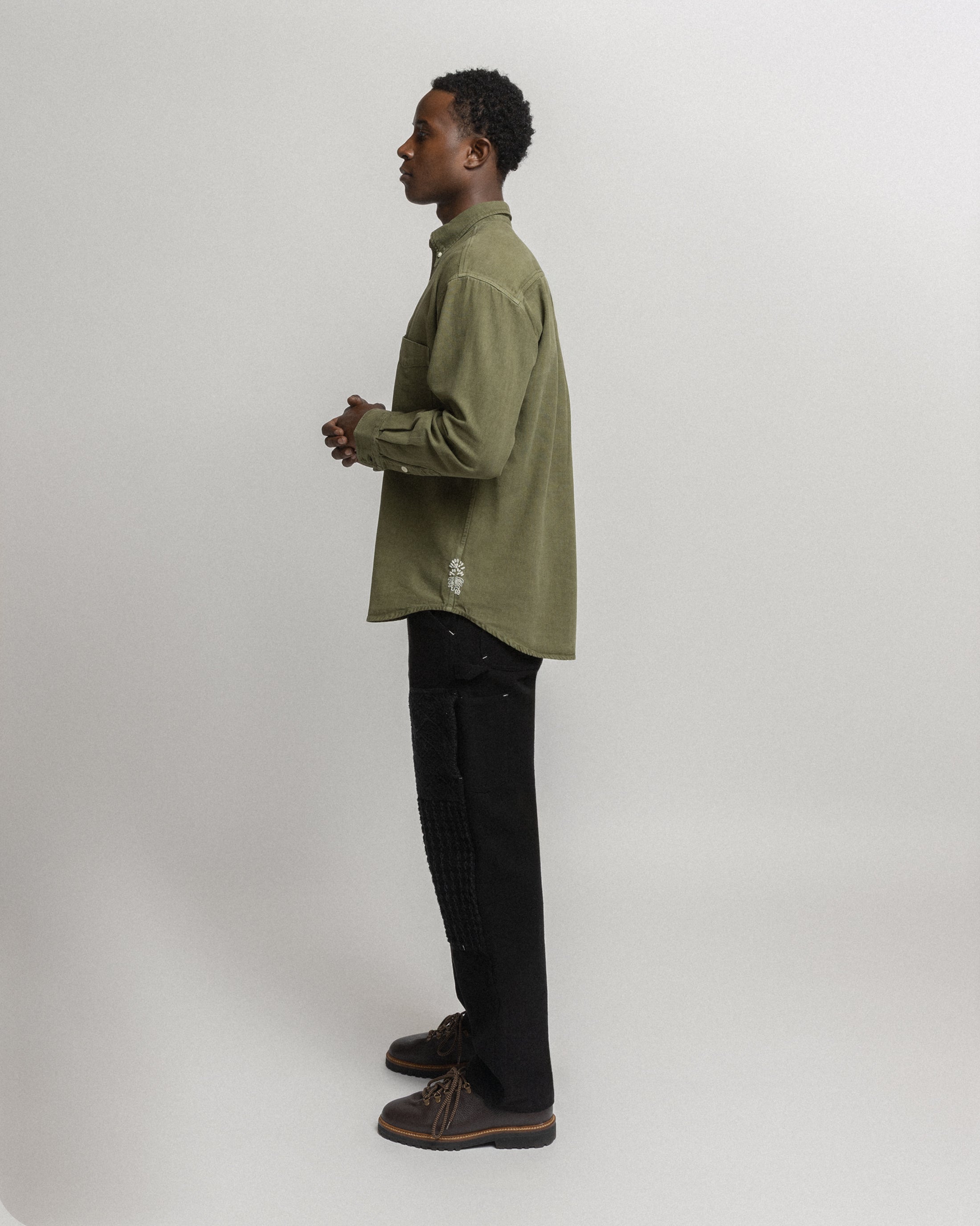 JESPER VINTAGE BUTTON DOWN SHIRT - OLIVE PIGMENT DYED OXFORD CLOTH
