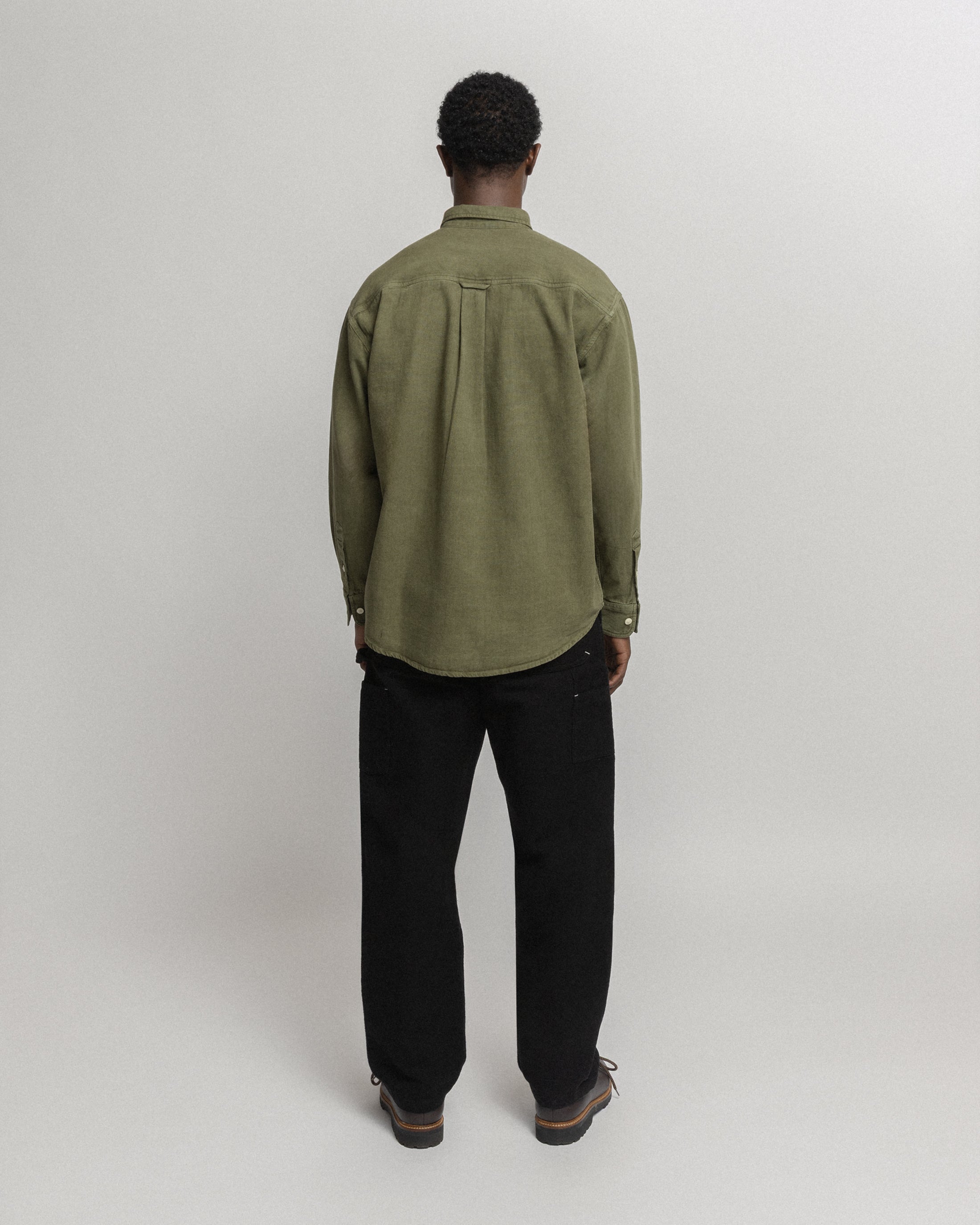 JESPER VINTAGE BUTTON DOWN SHIRT - OLIVE PIGMENT DYED OXFORD CLOTH