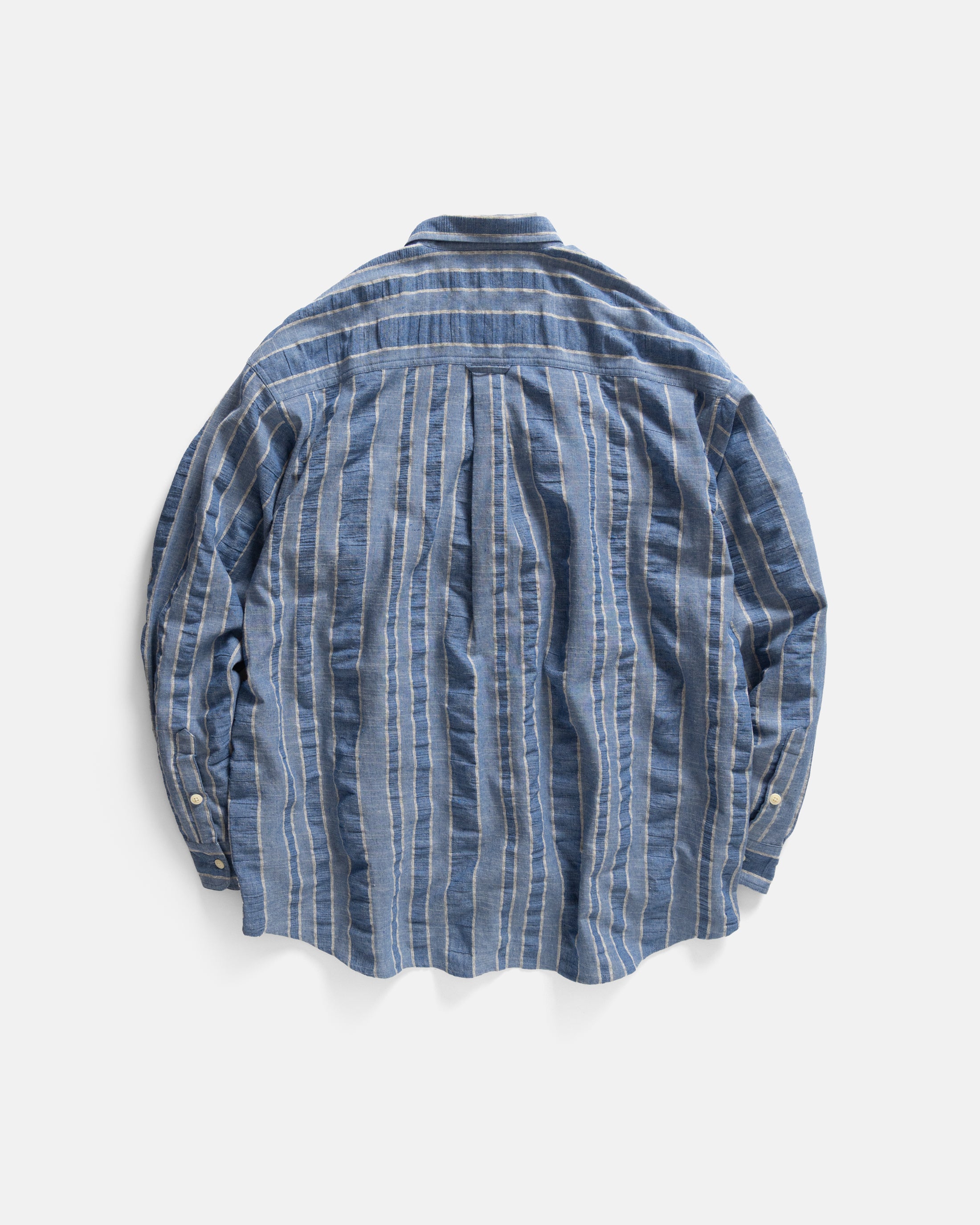 JESPER VINTAGE BUTTON DOWN SHIRT - TONAL INDIGO / GRAY MELANGE HANDWOVEN EXPLODED SEERSUCKER OXFORD