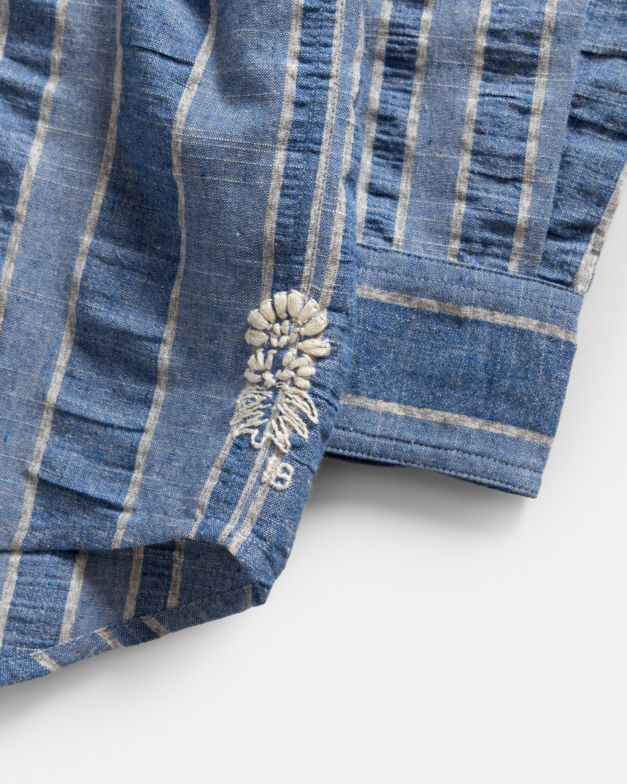 JESPER VINTAGE BUTTON DOWN SHIRT - TONAL INDIGO / GRAY MELANGE HANDWOVEN EXPLODED SEERSUCKER OXFORD