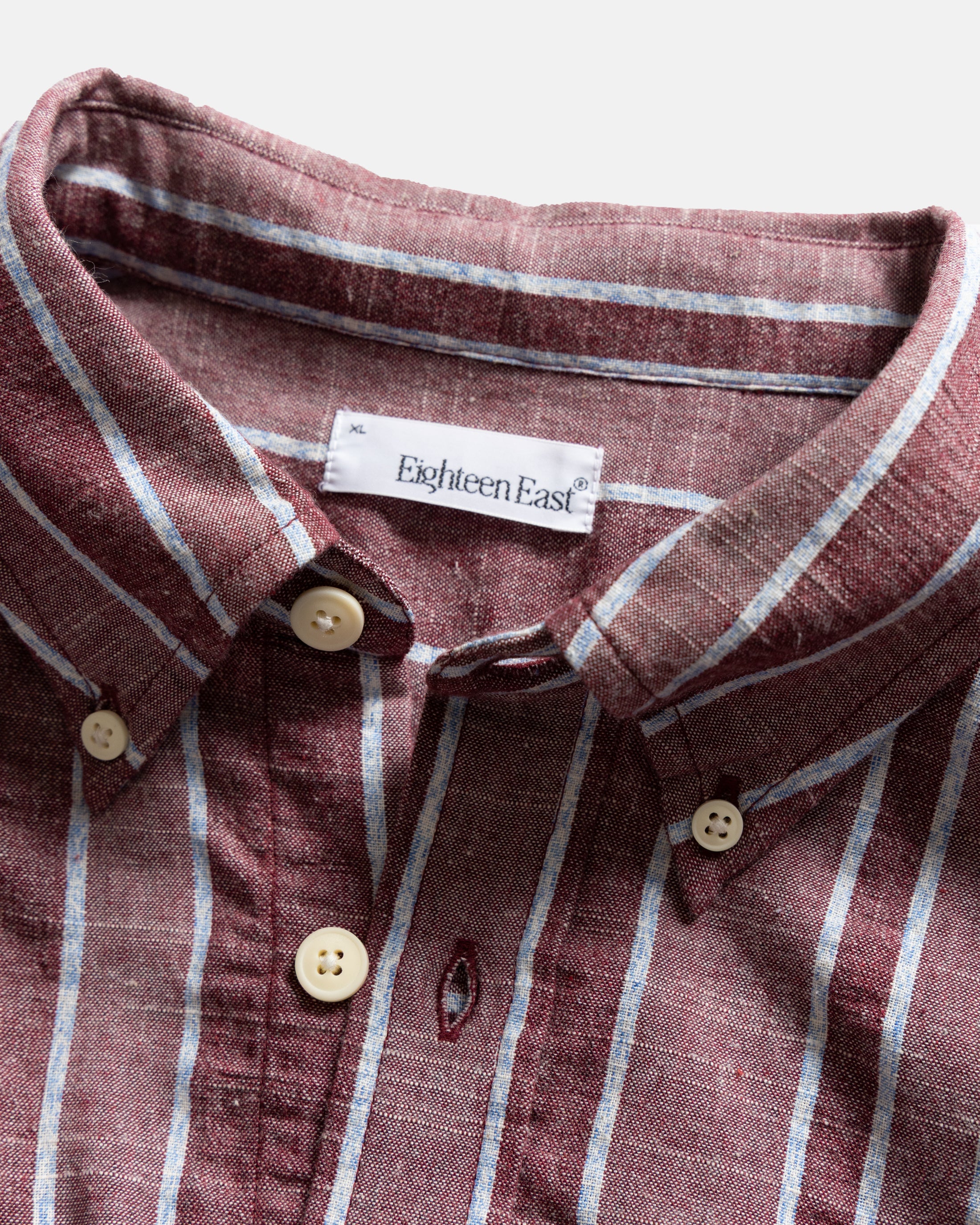JESPER VINTAGE BUTTON DOWN SHIRT - TONAL LAMBRUSCO / GRAY MELANGE HANDWOVEN EXPLODED SEERSUCKER OXFORD