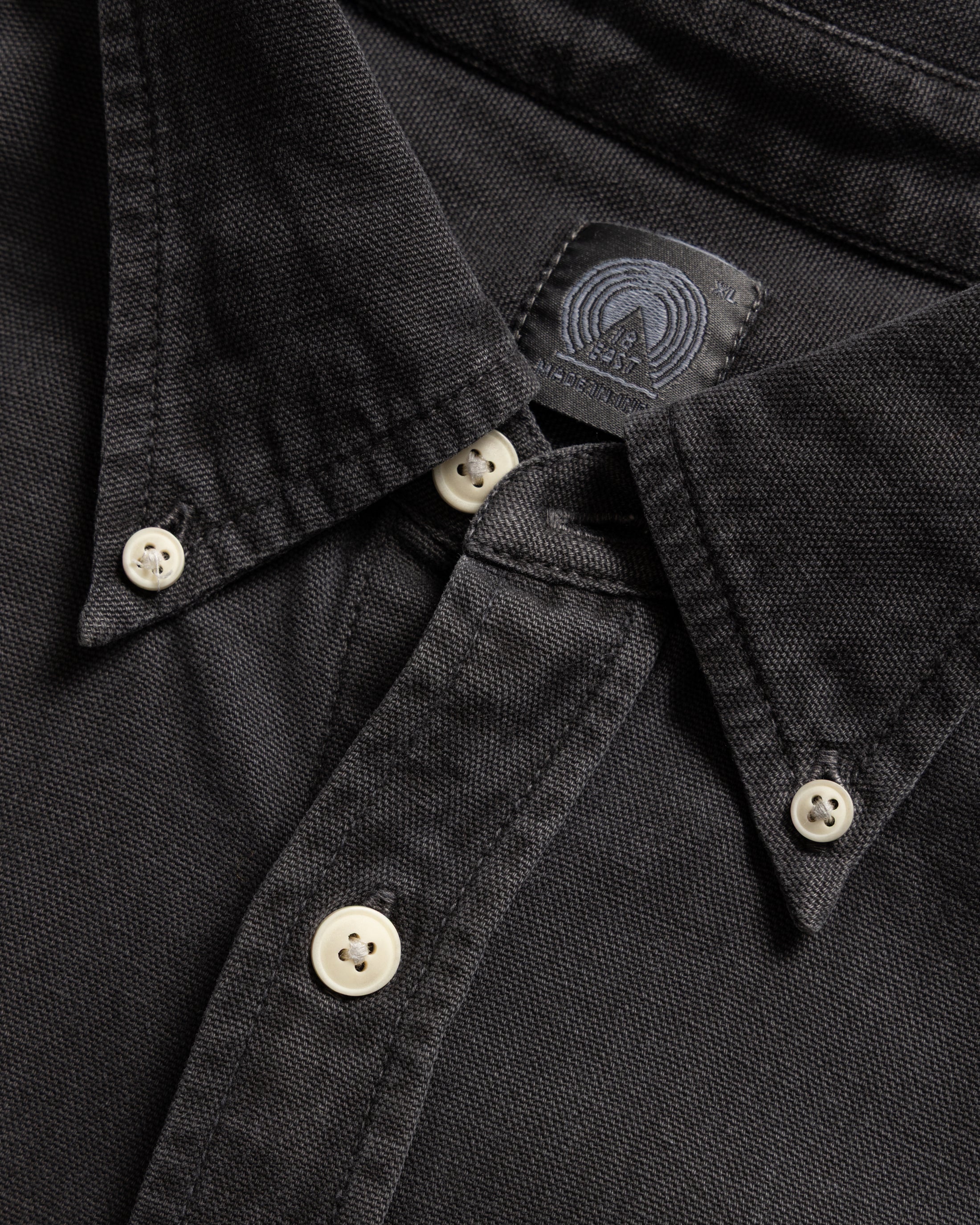 JESPER VINTAGE BUTTON DOWN SHIRT - BLACK PIGMENT DYED OXFORD CLOTH