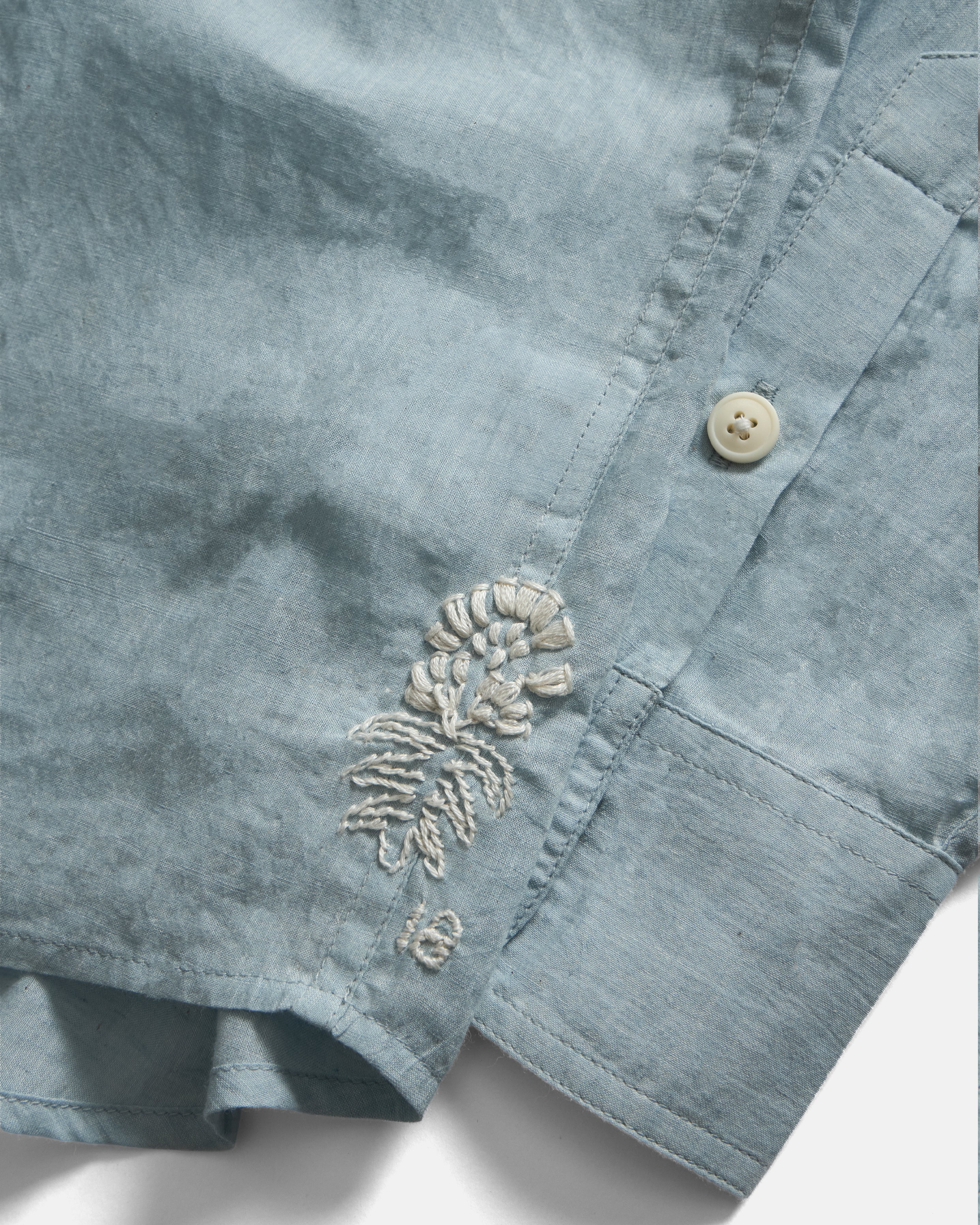 JESPER VINTAGE BUTTON DOWN SHIRT - BARELY INDIGO FEATHERWEIGHT KHADI COTTON