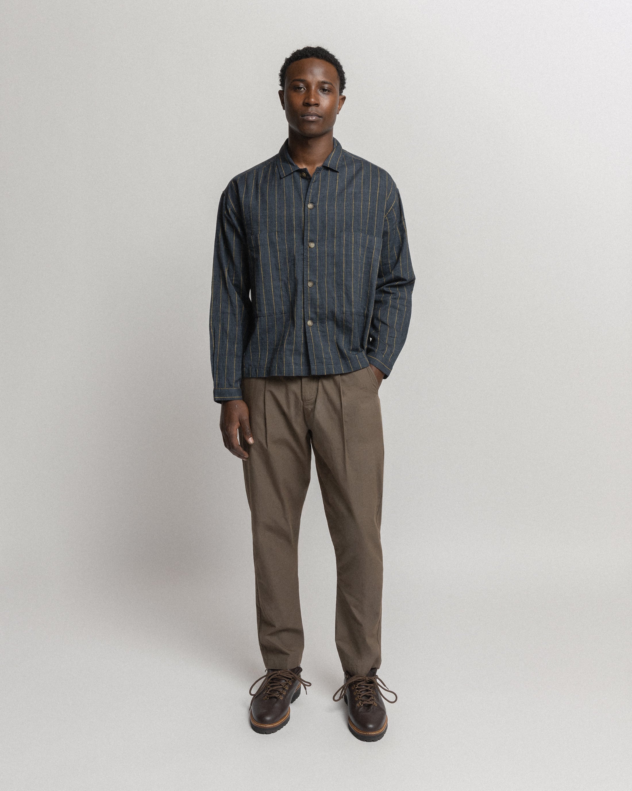 JIAN SINGLE PLEAT PANT - CHOCOLATE COTTON MICRO RIPSTOP