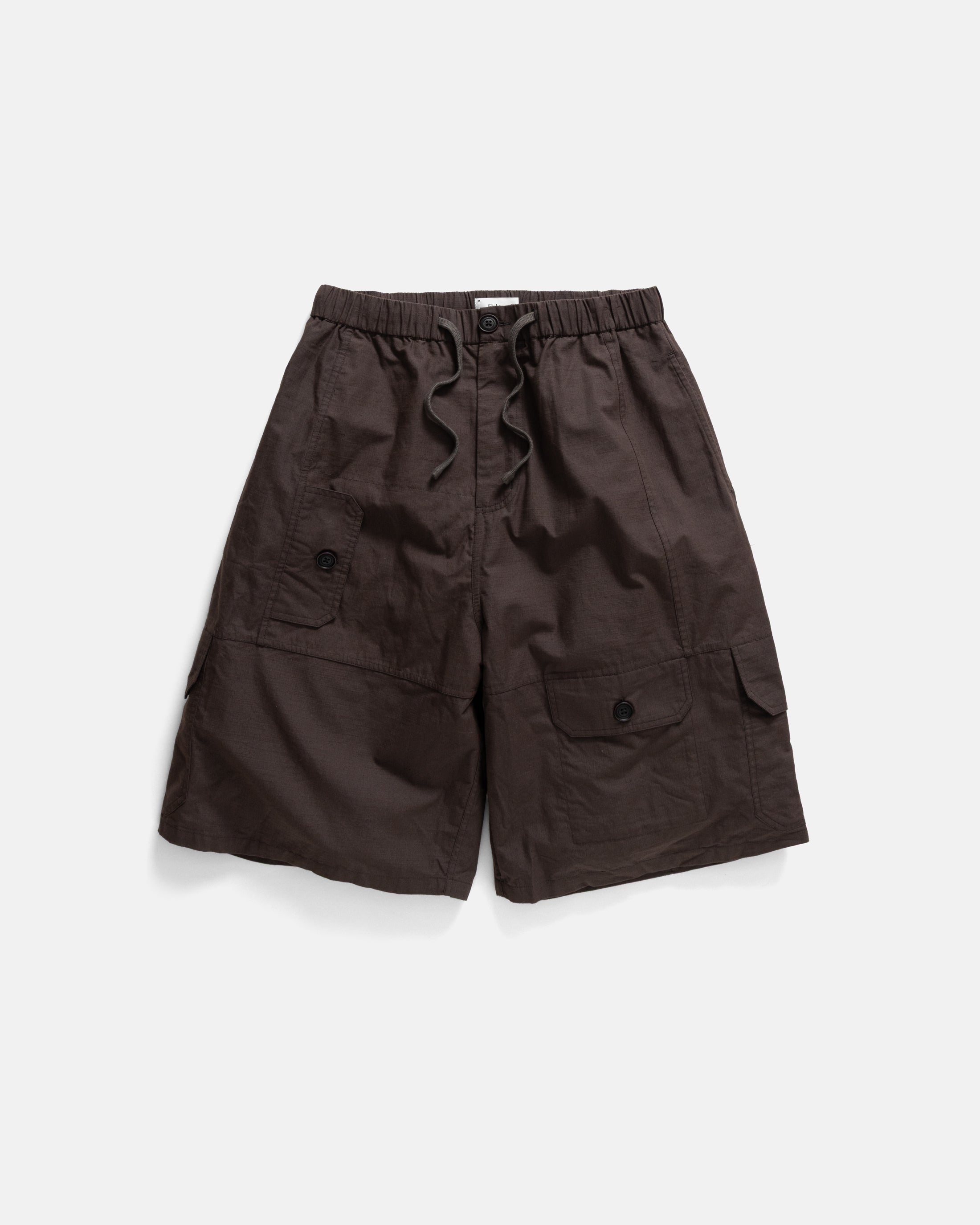 KADEN CARGO SHORT - DEEP BROWN COTTON MICRO RIPSTOP