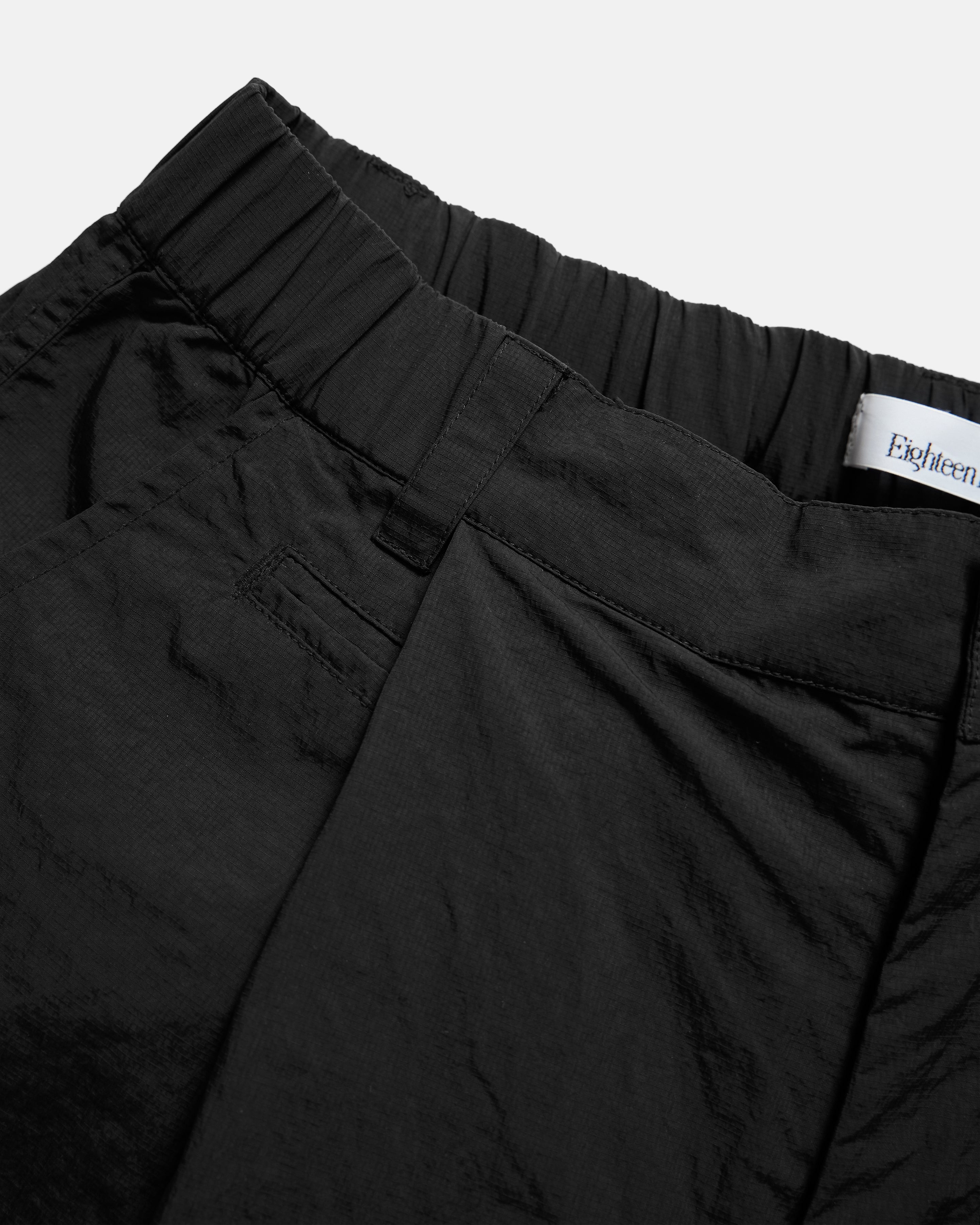 KELL PLEATED BIG PANT - BLACK FEATHERWEIGHT MICRO RIPSTOP NYLON