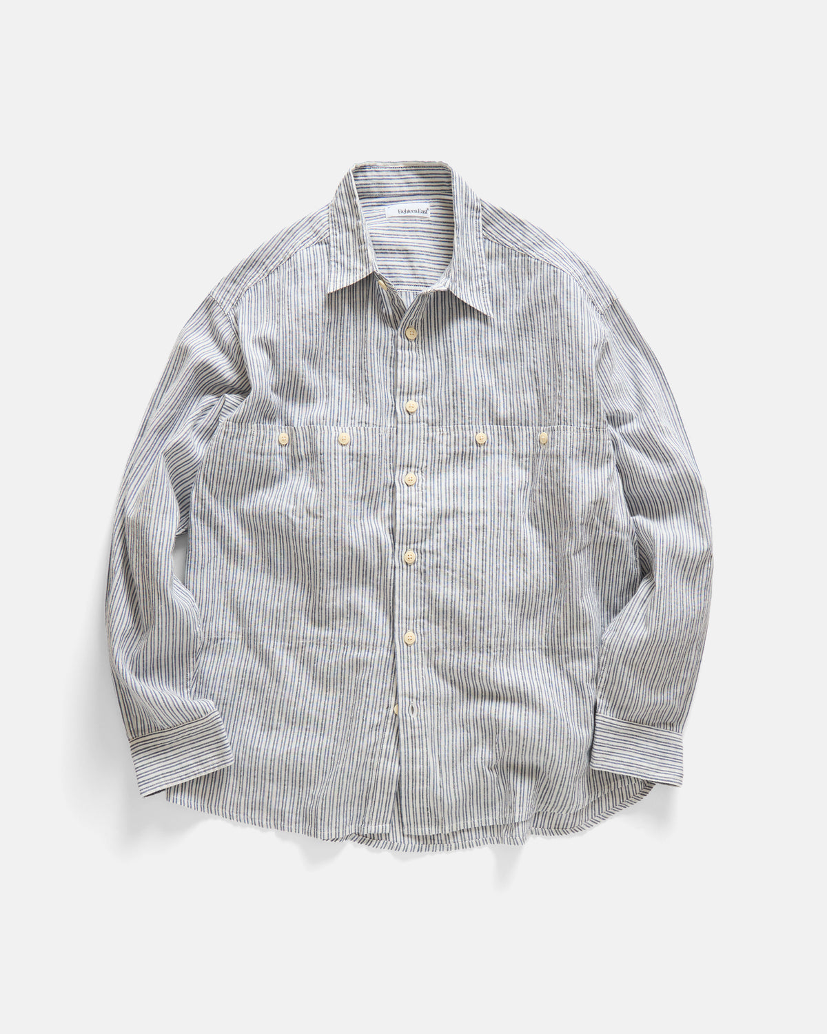LS EASY WORK SHIRT - WHITE / BARELY INDIGO / FRENCH INDIGO HANDLOOM STRIPED COTTON