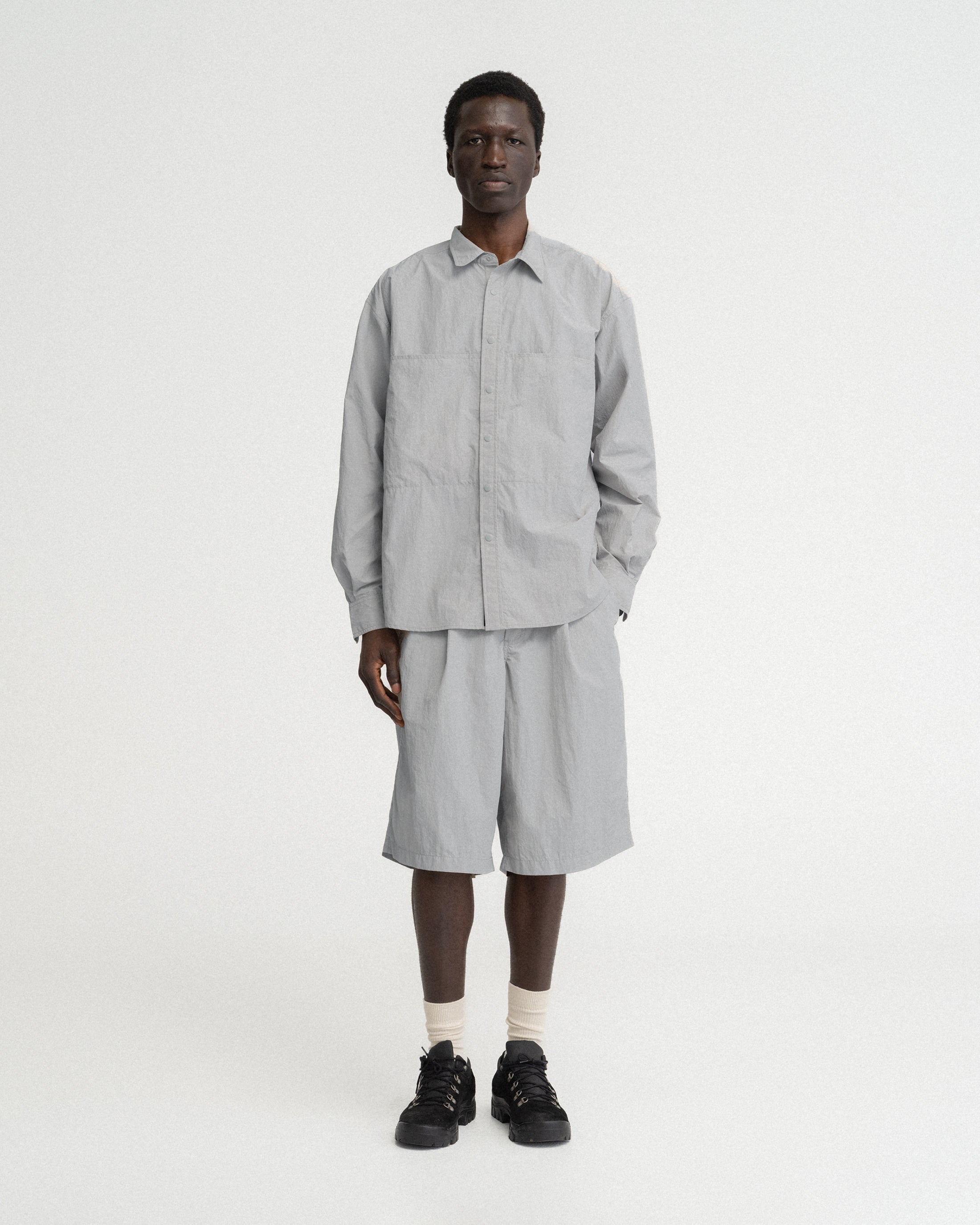 EMERY PLEATED BIG SHORTS - FOG GRAY FEATHERWEIGHT MICRO RIPSTOP