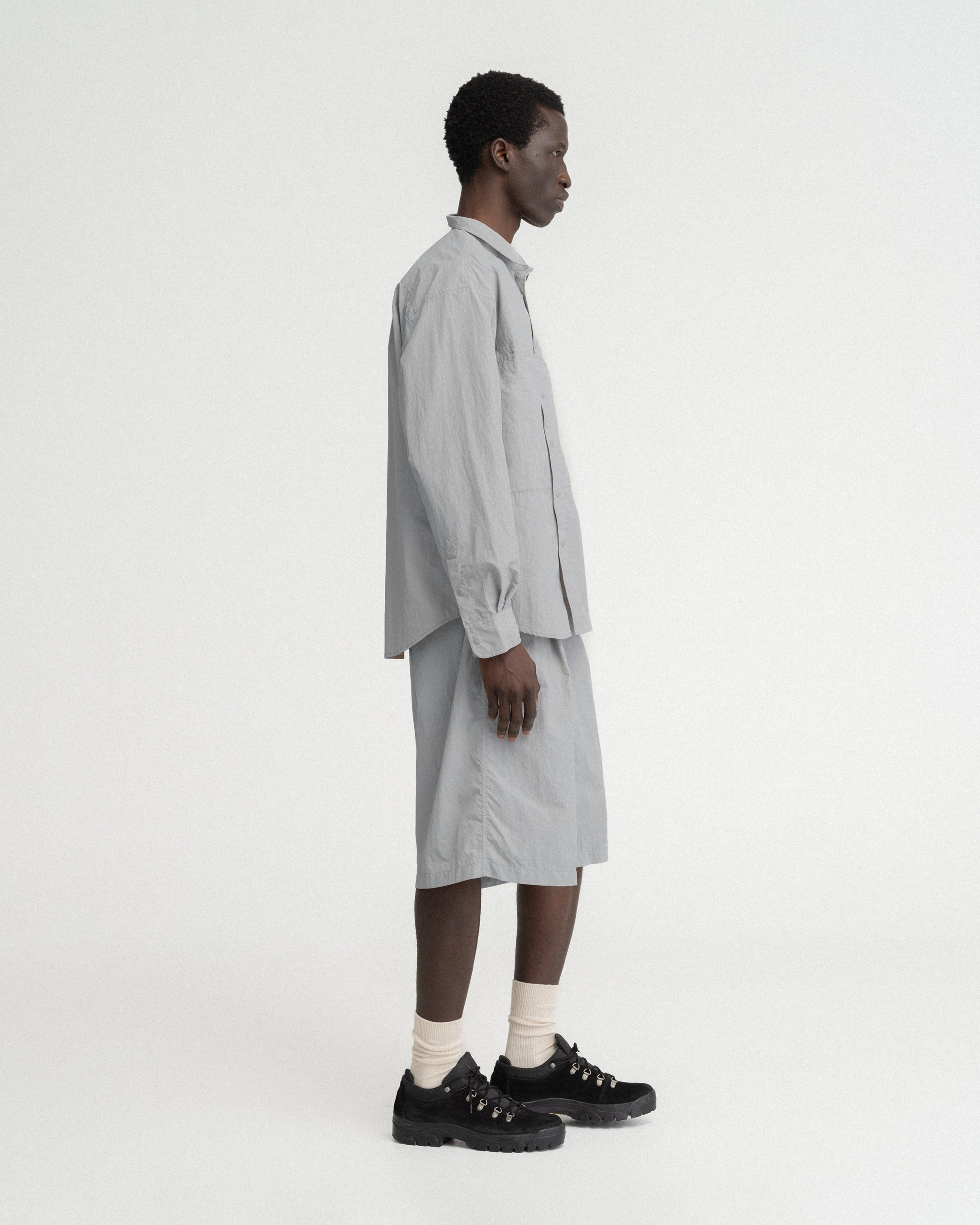 LS EASY WORK SHIRT - FOG GRAY FEATHERWEIGHT MICRO RIPSTOP NYLON