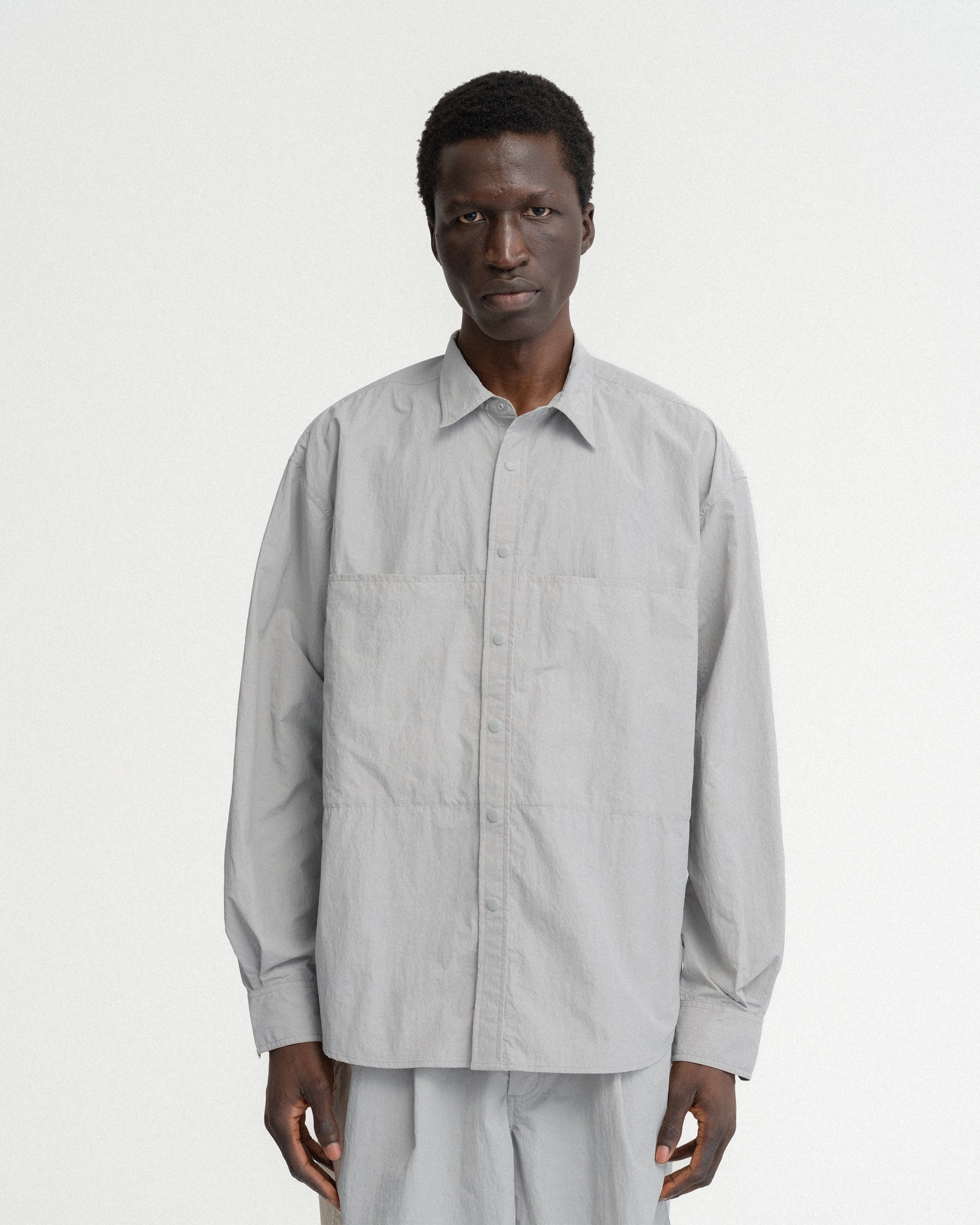 LS EASY WORK SHIRT - FOG GRAY FEATHERWEIGHT MICRO RIPSTOP NYLON