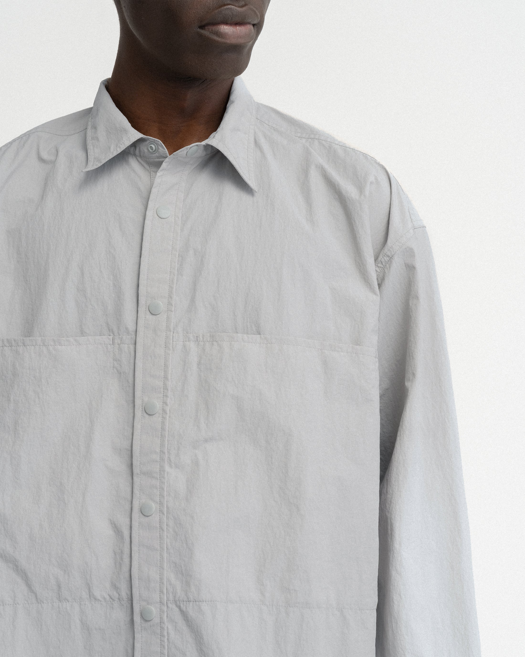 LS EASY WORK SHIRT - FOG GRAY FEATHERWEIGHT MICRO RIPSTOP NYLON