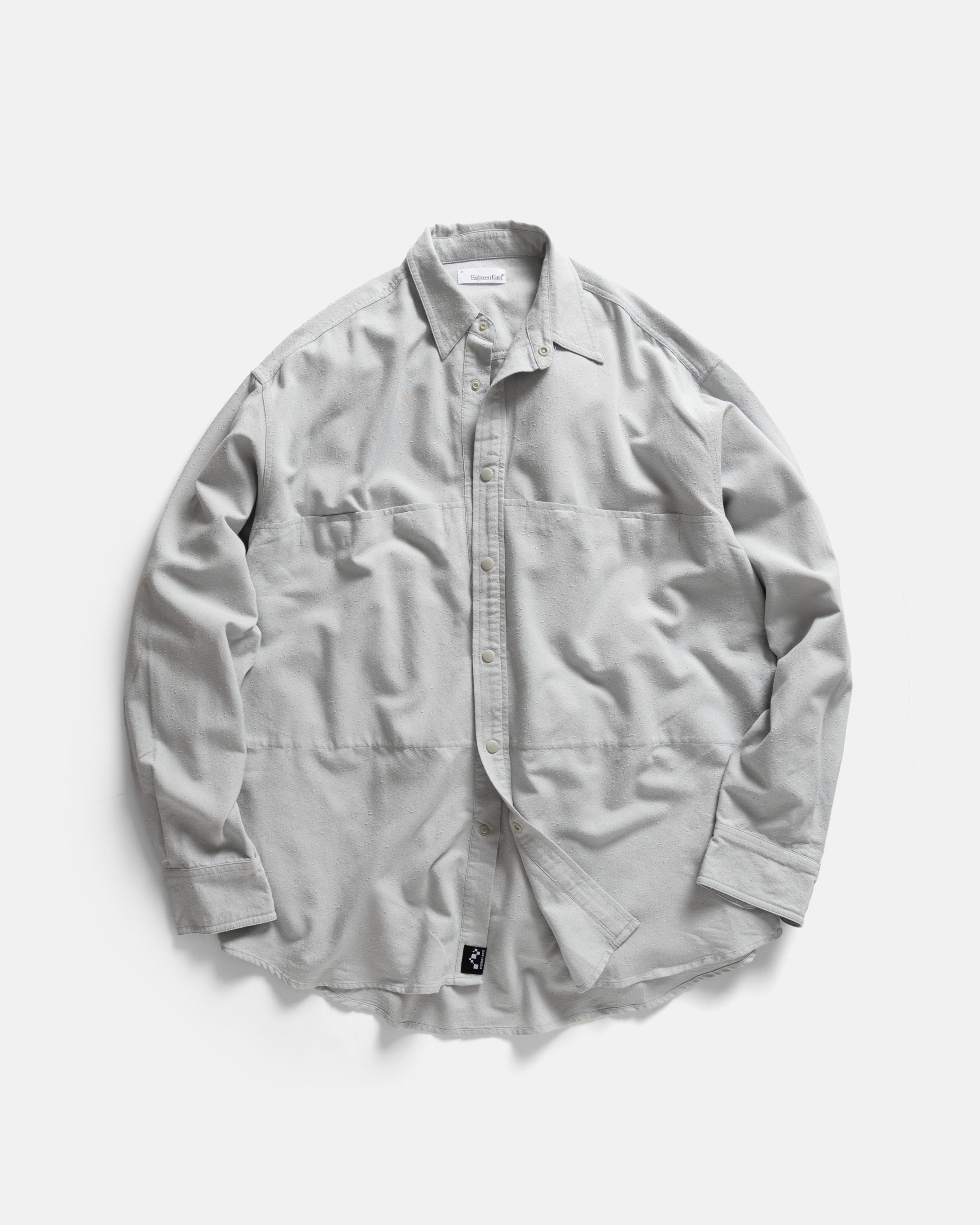 LS EASY WORK SHIRT - MIST GRAY "TECH SHANTUNG" BOUCLE