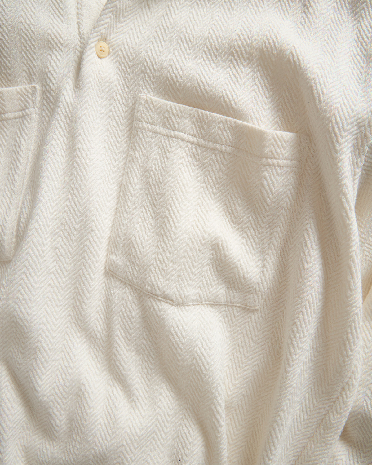 LS HOLLOW WORK POLO - UNDYED KNIT HERRINGBONE JACQUARD COTTON JERSEY
