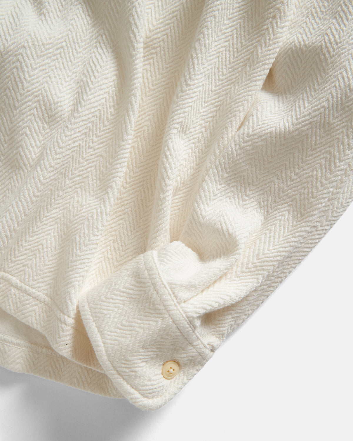 LS HOLLOW WORK POLO - UNDYED KNIT HERRINGBONE JACQUARD COTTON JERSEY