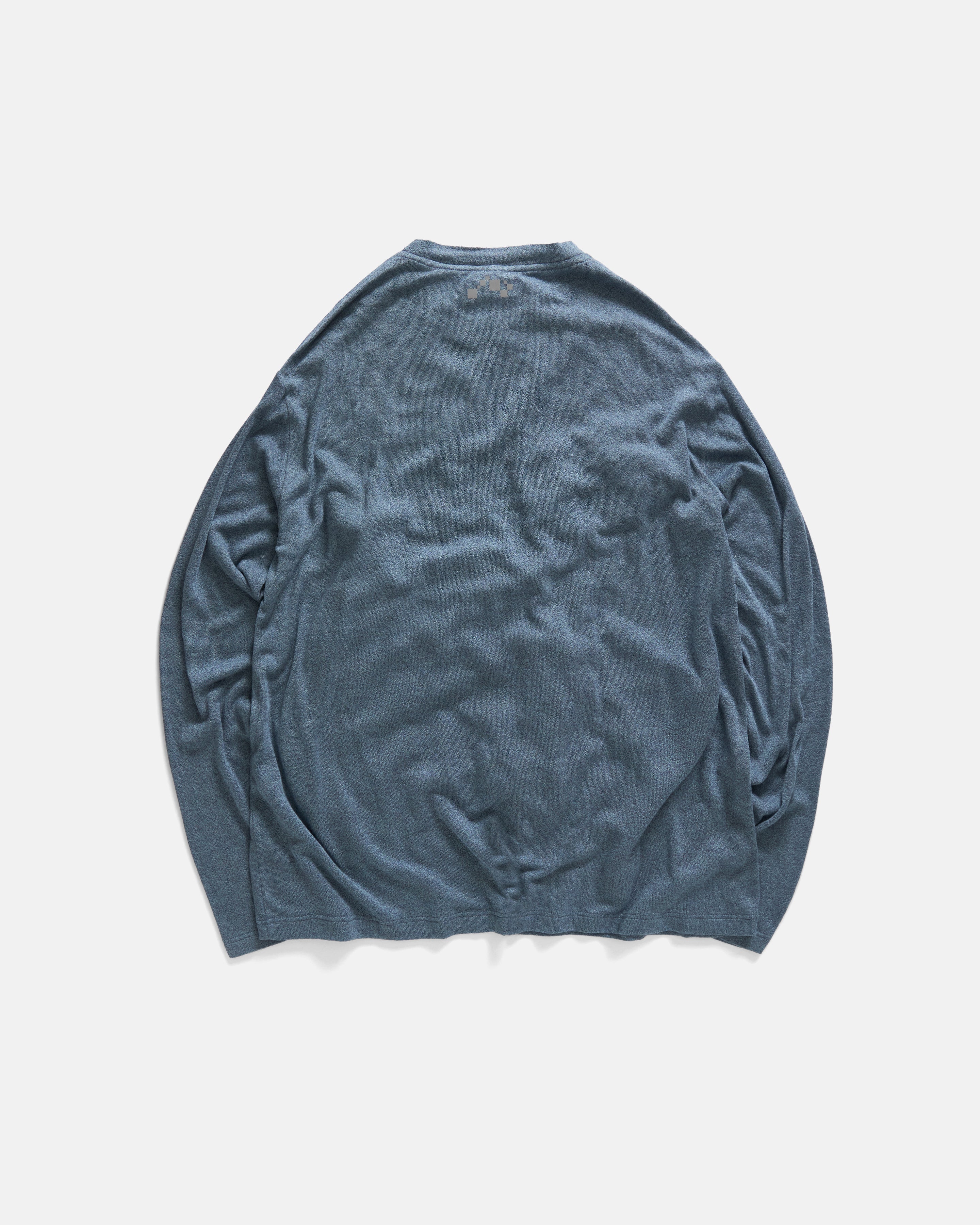 L/S RIDGELINE LTE CREWNECK - INDIGO MELANGE LYOCELL AND WOOL DOUBLE TWIST LOOSE KNIT JERSEY