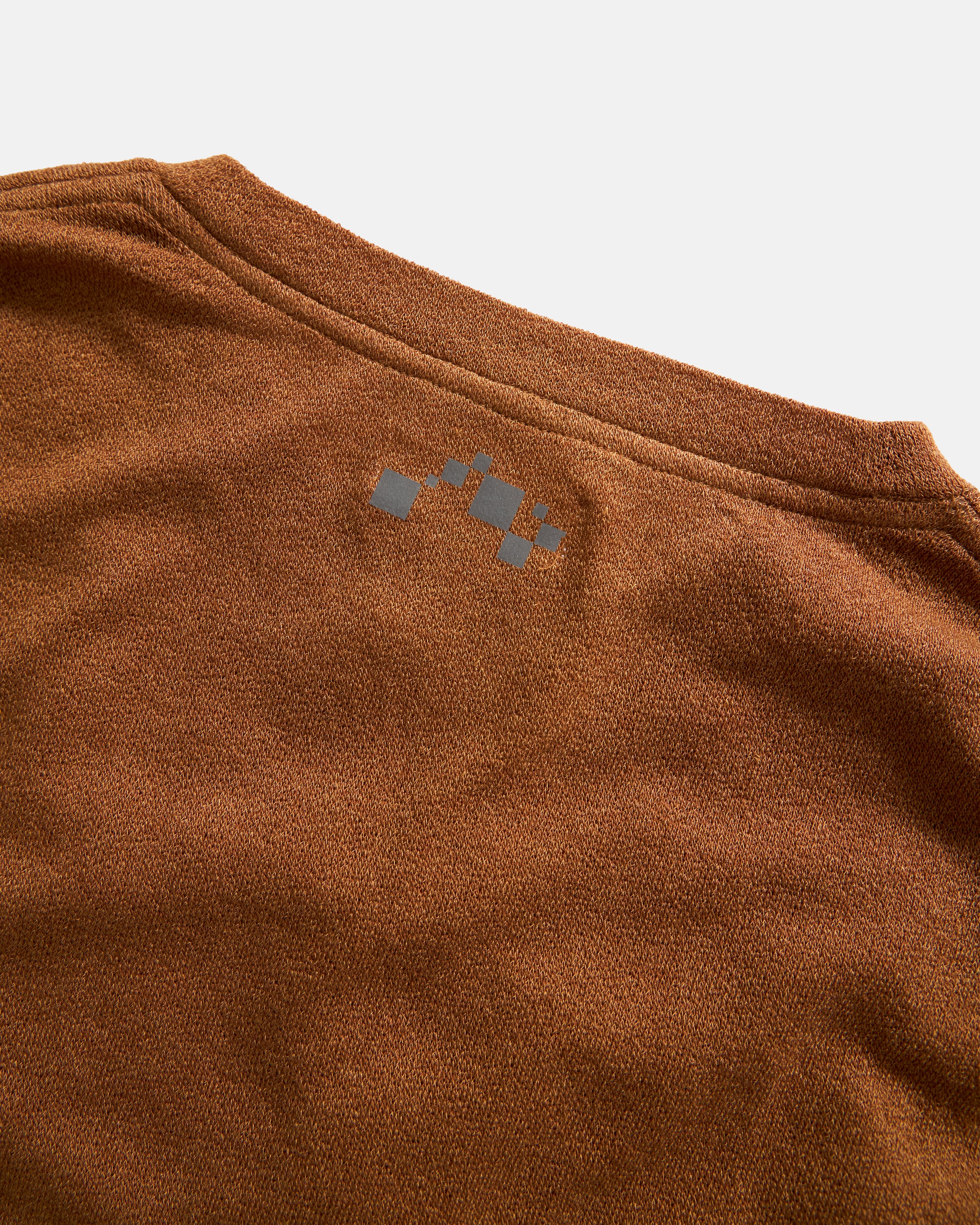 L/S RIDGELINE LTE CREWNECK - RUSSET BROWN MELANGE LYOCELL AND WOOL DOUBLE TWIST LOOSE KNIT JERSEY