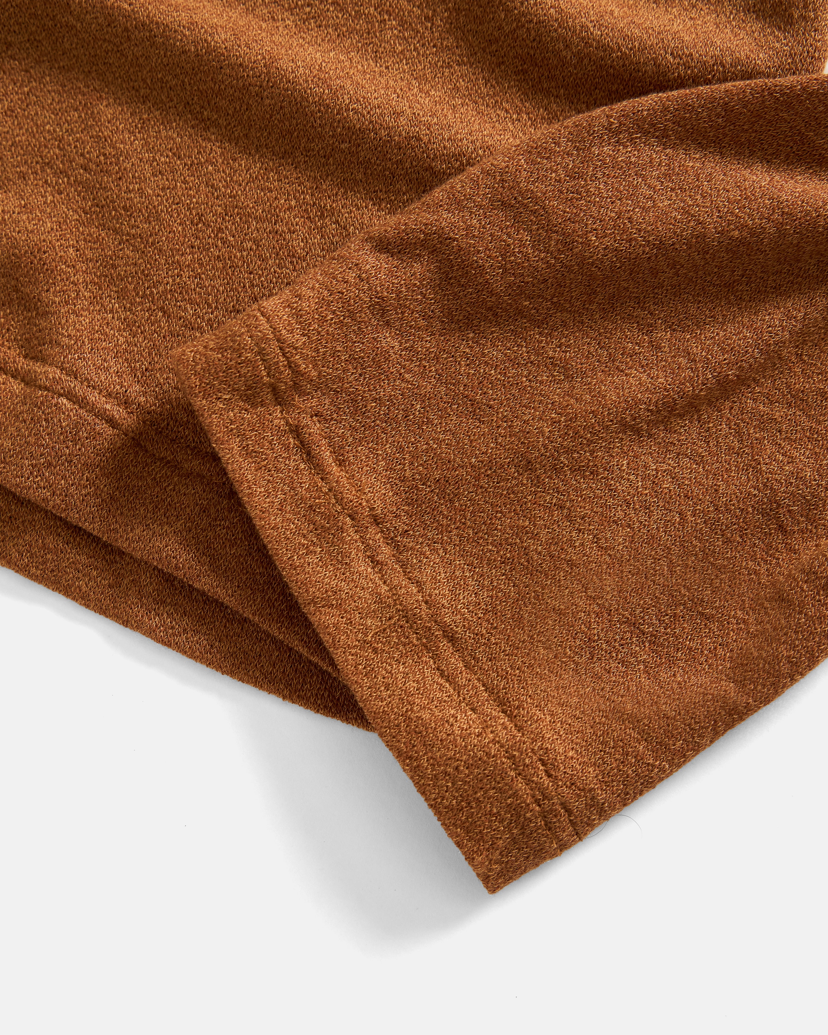 L/S RIDGELINE LTE CREWNECK - RUSSET BROWN MELANGE LYOCELL AND WOOL DOUBLE TWIST LOOSE KNIT JERSEY