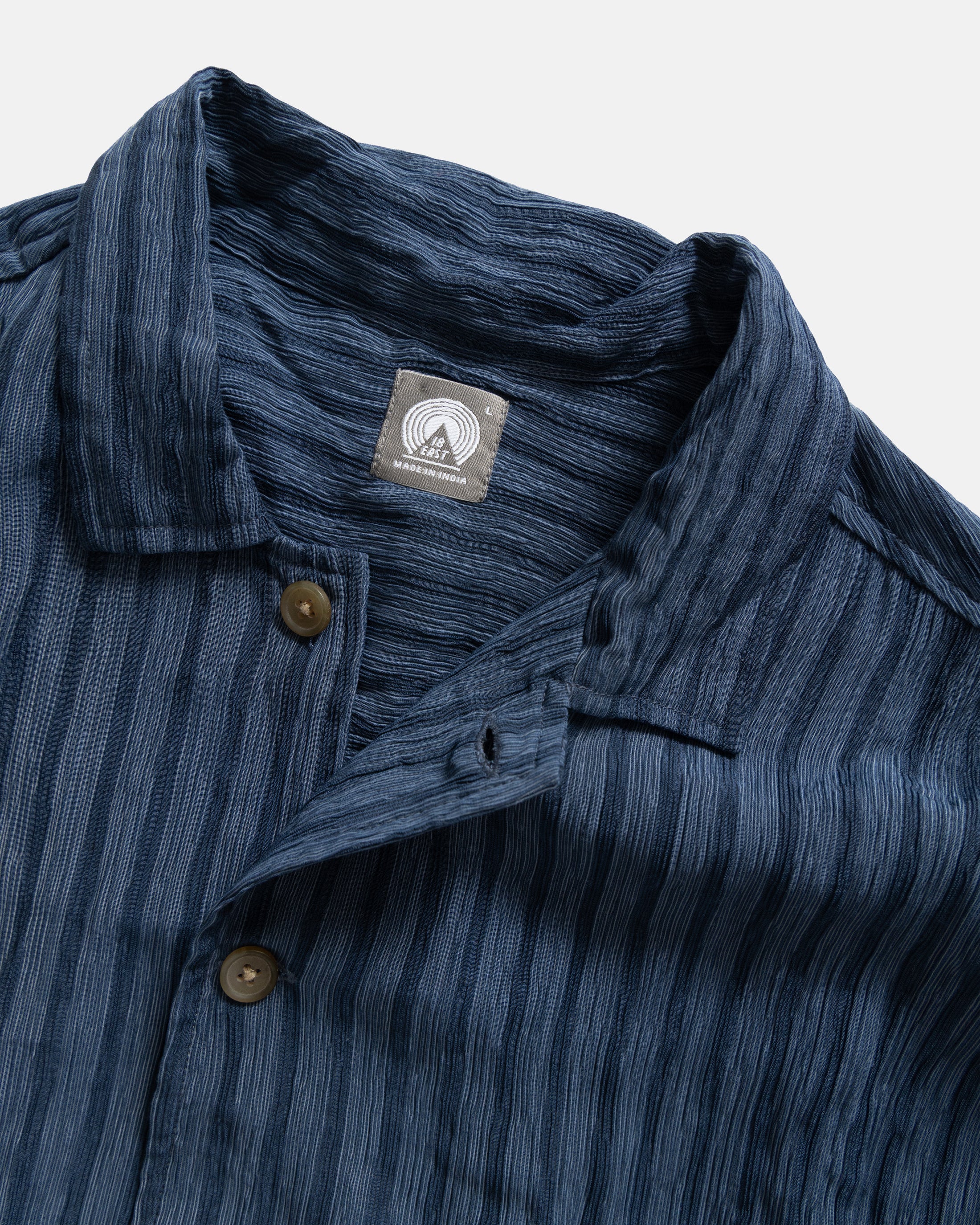 SAM SHIRT JACKET - DEEP INDIGO / NAVY MULTI STRIPED CRINKLED RAYON