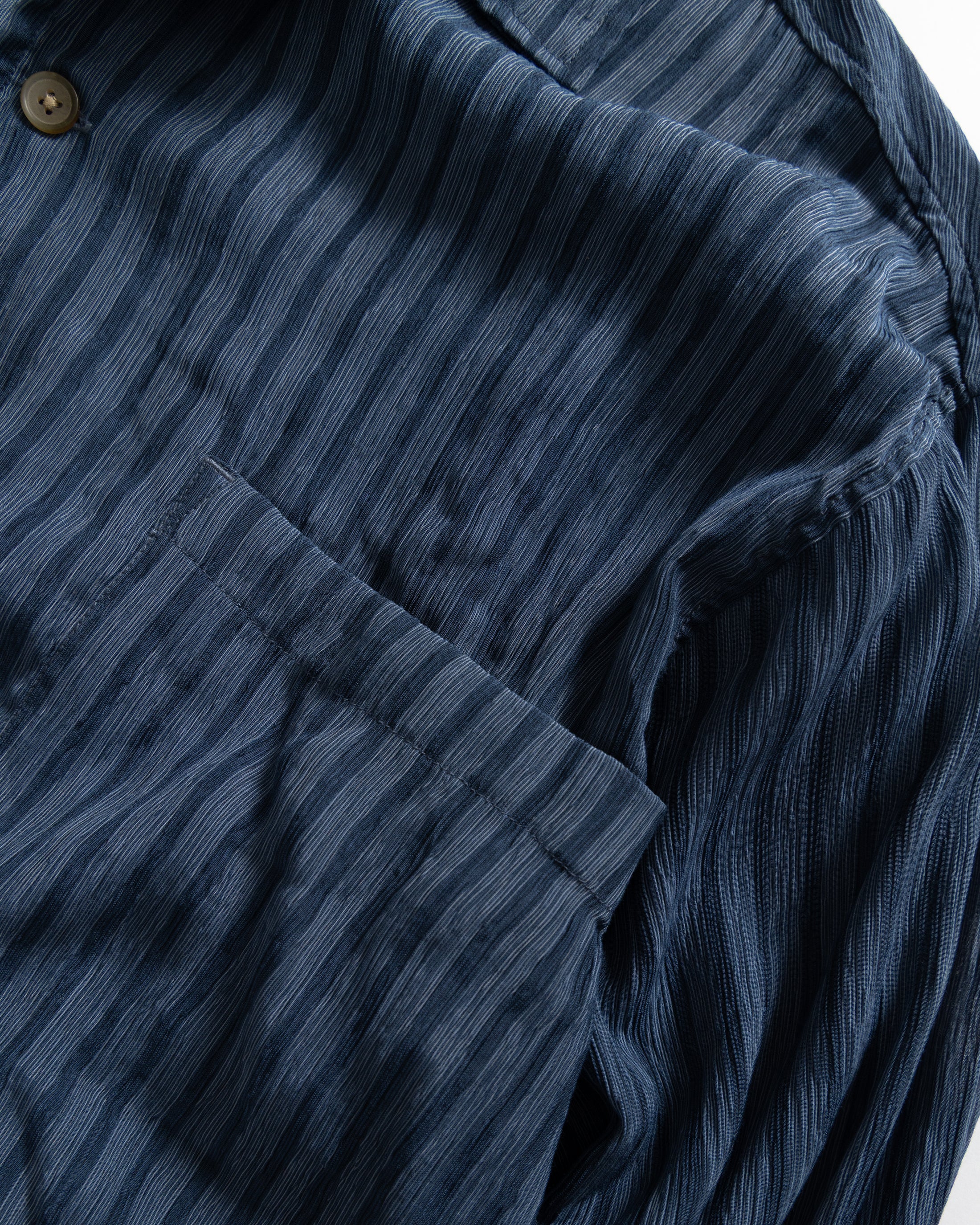 SAM SHIRT JACKET - DEEP INDIGO / NAVY MULTI STRIPED CRINKLED RAYON