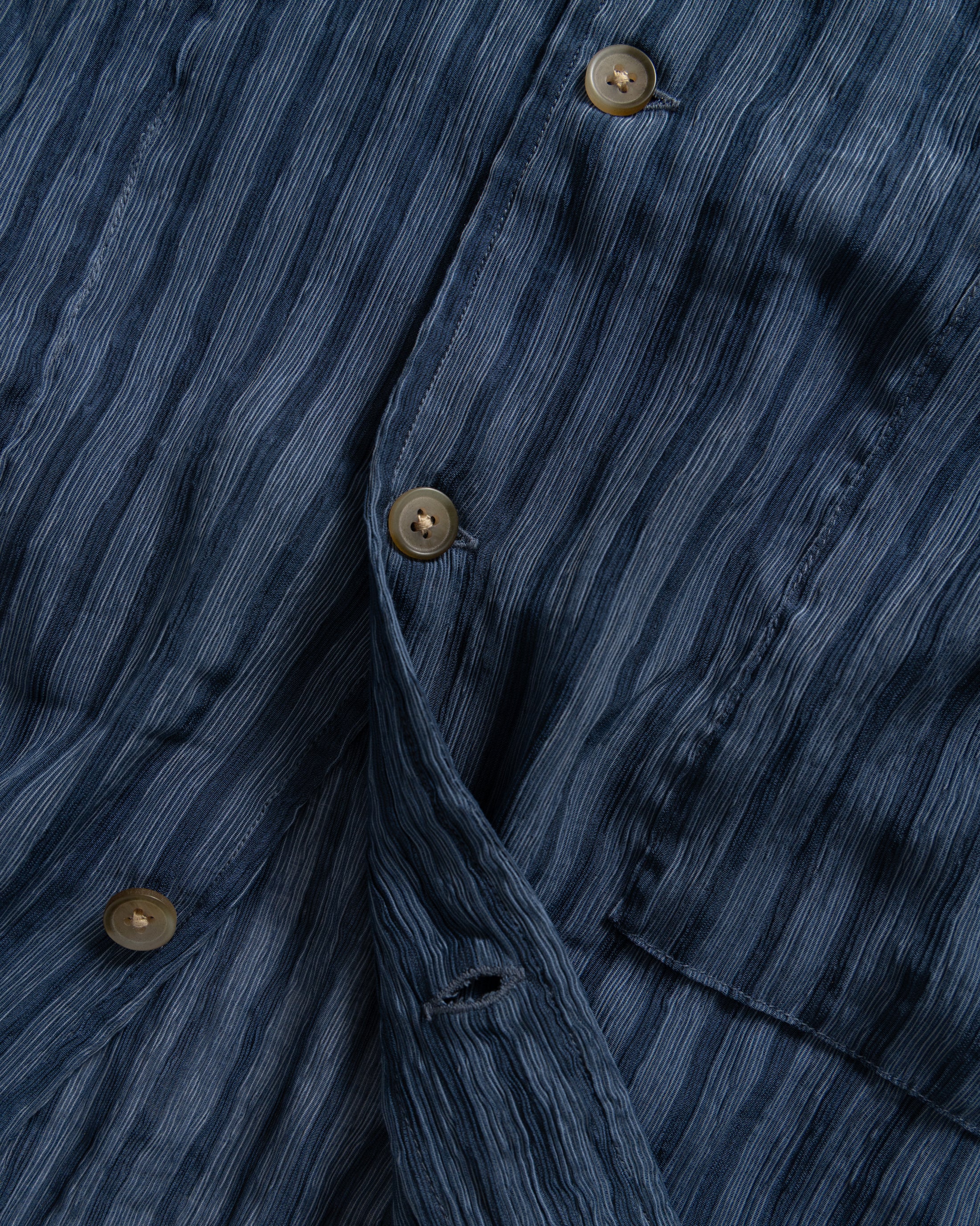 SAM SHIRT JACKET - DEEP INDIGO / NAVY MULTI STRIPED CRINKLED RAYON