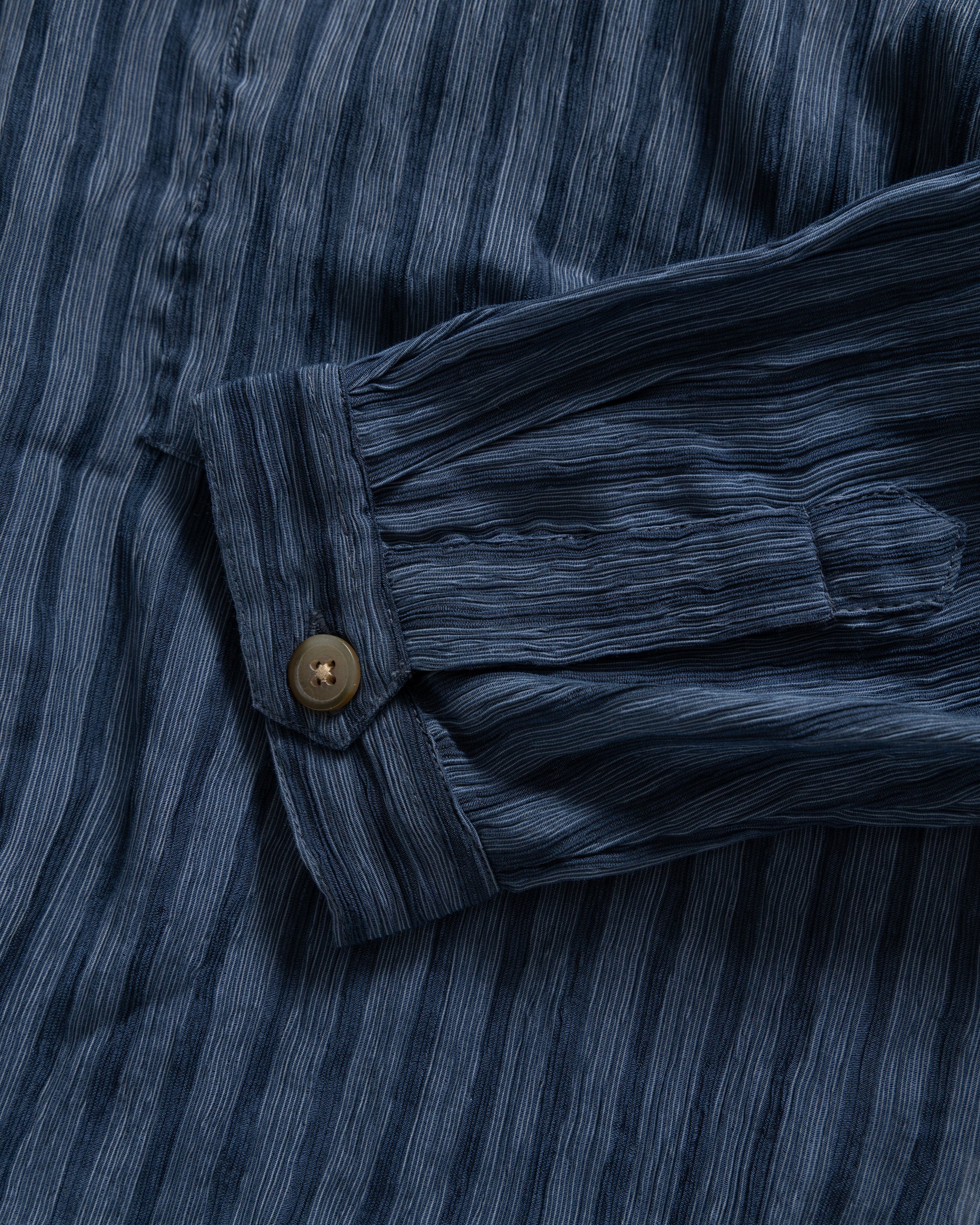 SAM SHIRT JACKET - DEEP INDIGO / NAVY MULTI STRIPED CRINKLED RAYON