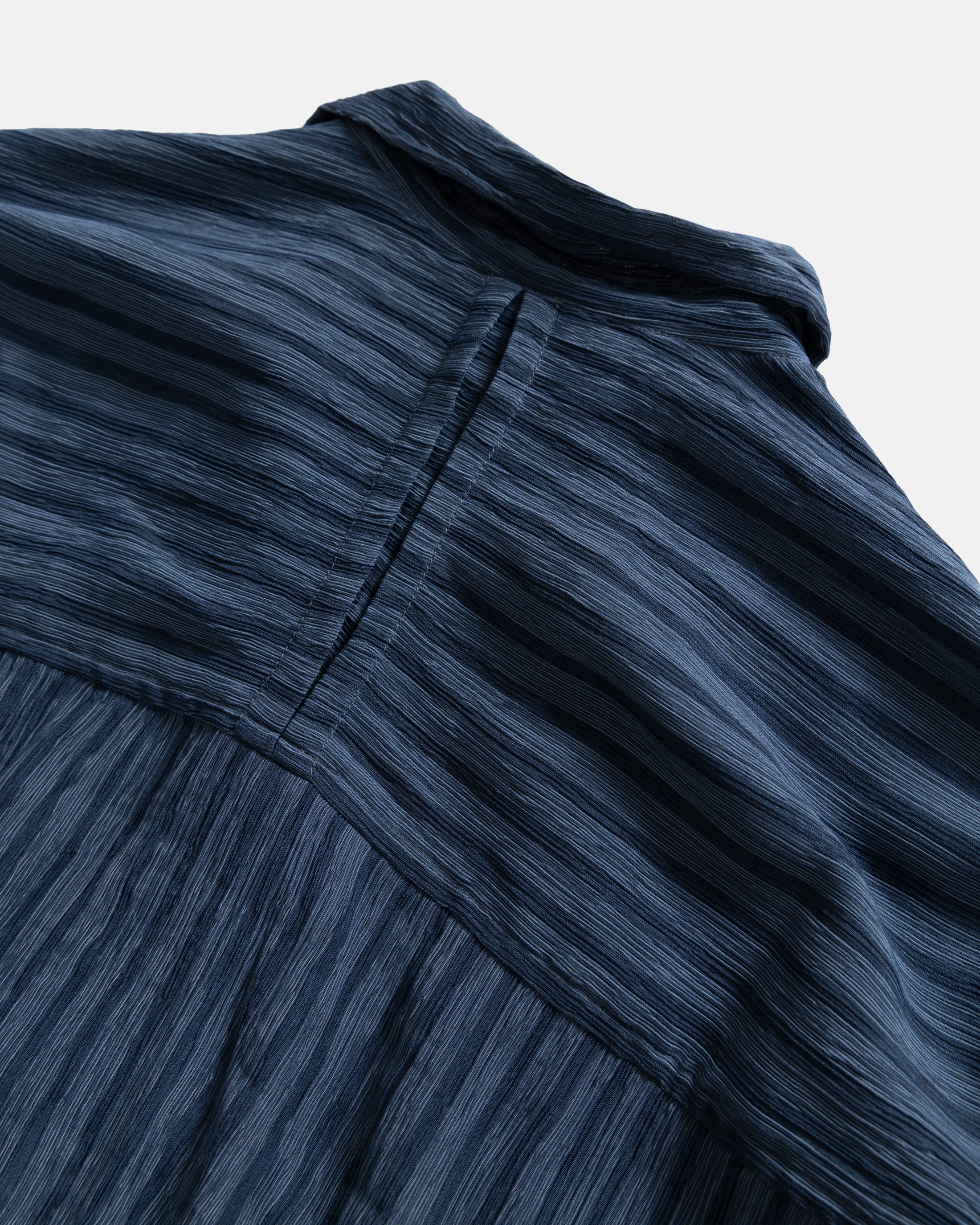 SAM SHIRT JACKET - DEEP INDIGO / NAVY MULTI STRIPED CRINKLED RAYON