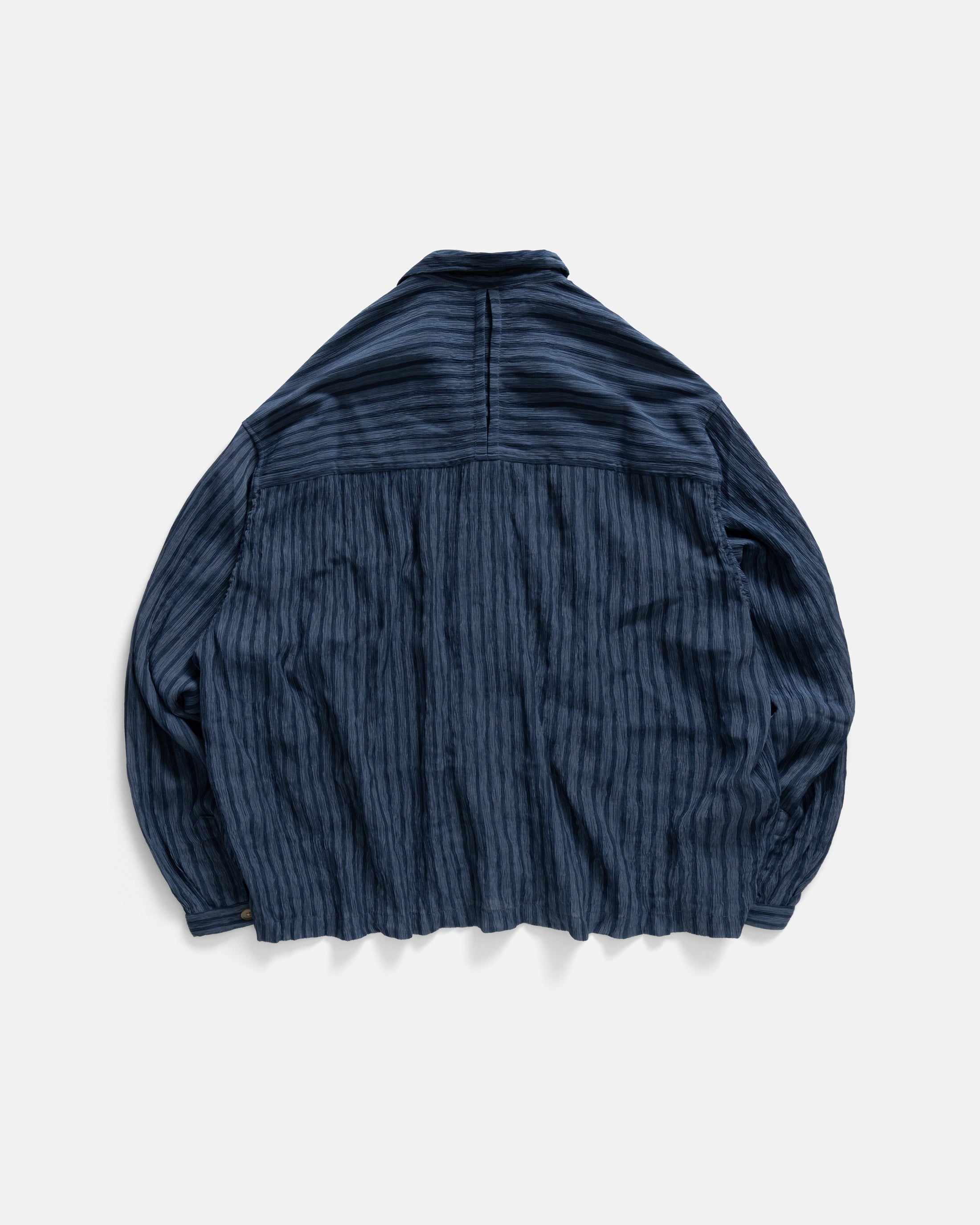 SAM SHIRT JACKET - DEEP INDIGO / NAVY MULTI STRIPED CRINKLED RAYON