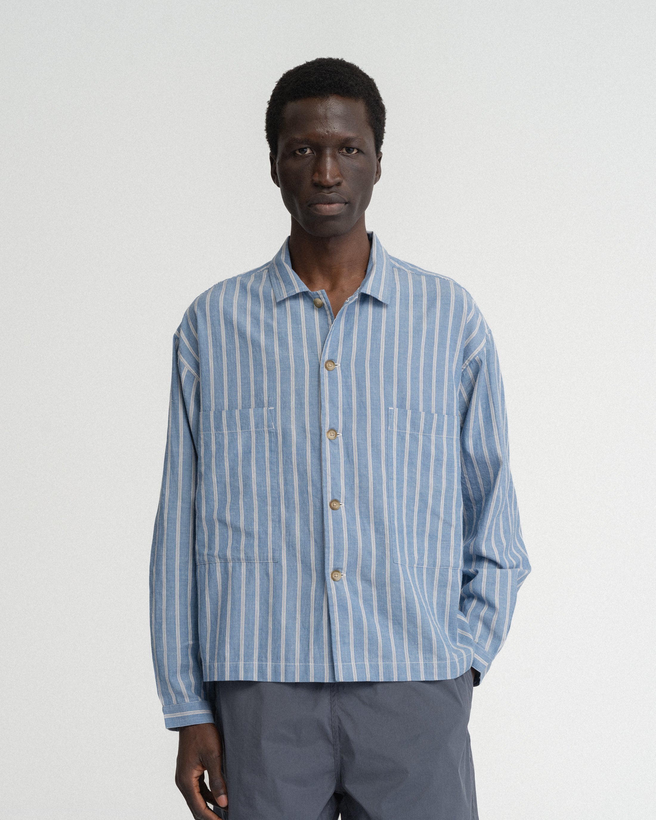 L/S SAM SHIRT - CHAMBRAY / WHITE / NAVY YARN DYED END ON END COTTON