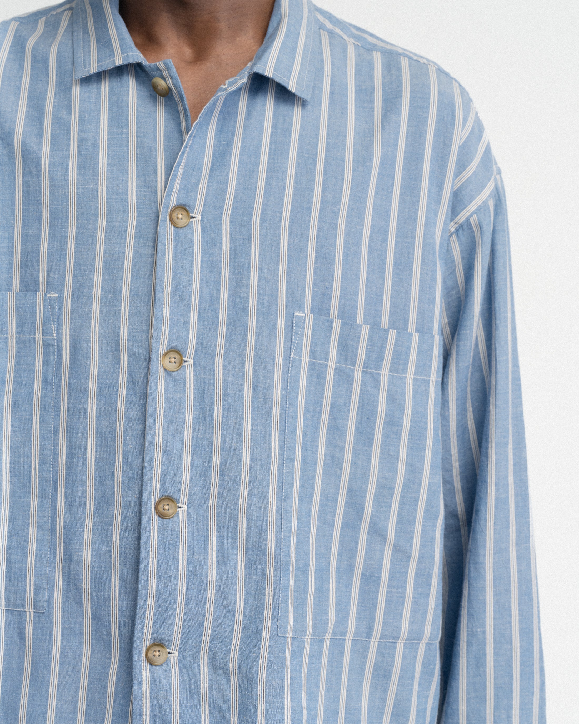 L/S SAM SHIRT - CHAMBRAY / WHITE / NAVY YARN DYED END ON END COTTON