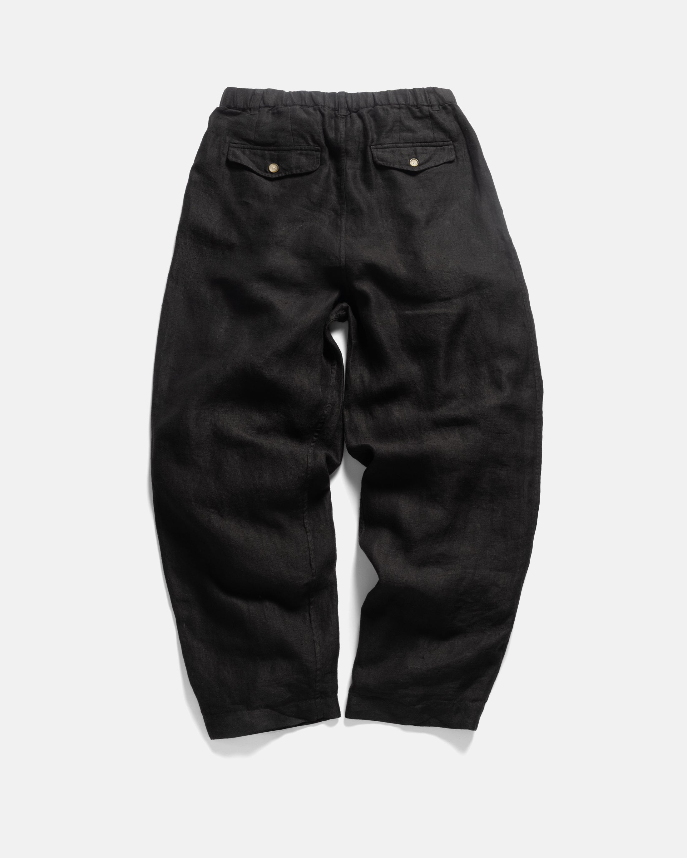 KELL PLEATED BIG PANT - BLACK LINEN TWILL
