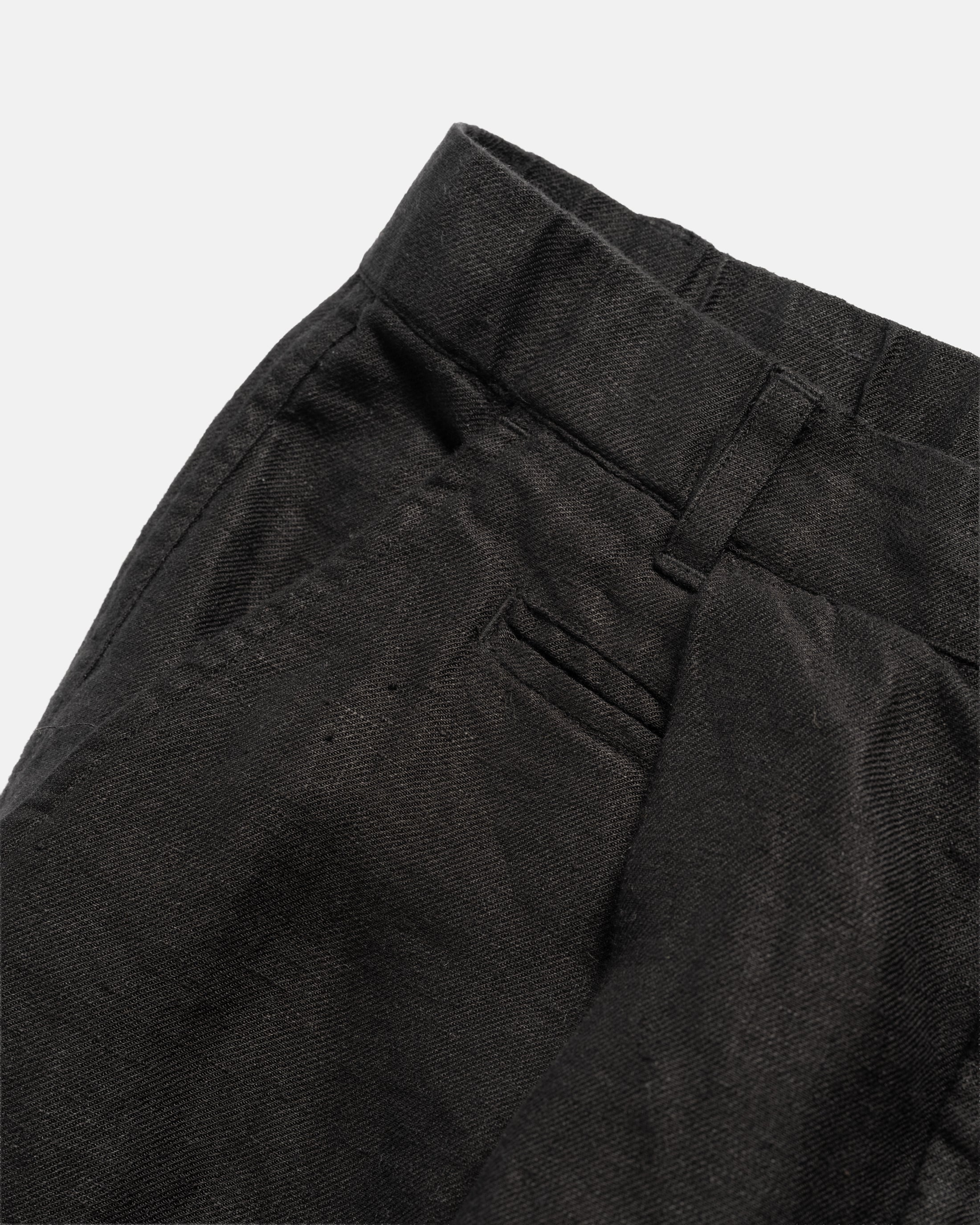 KELL PLEATED BIG PANT - BLACK LINEN TWILL