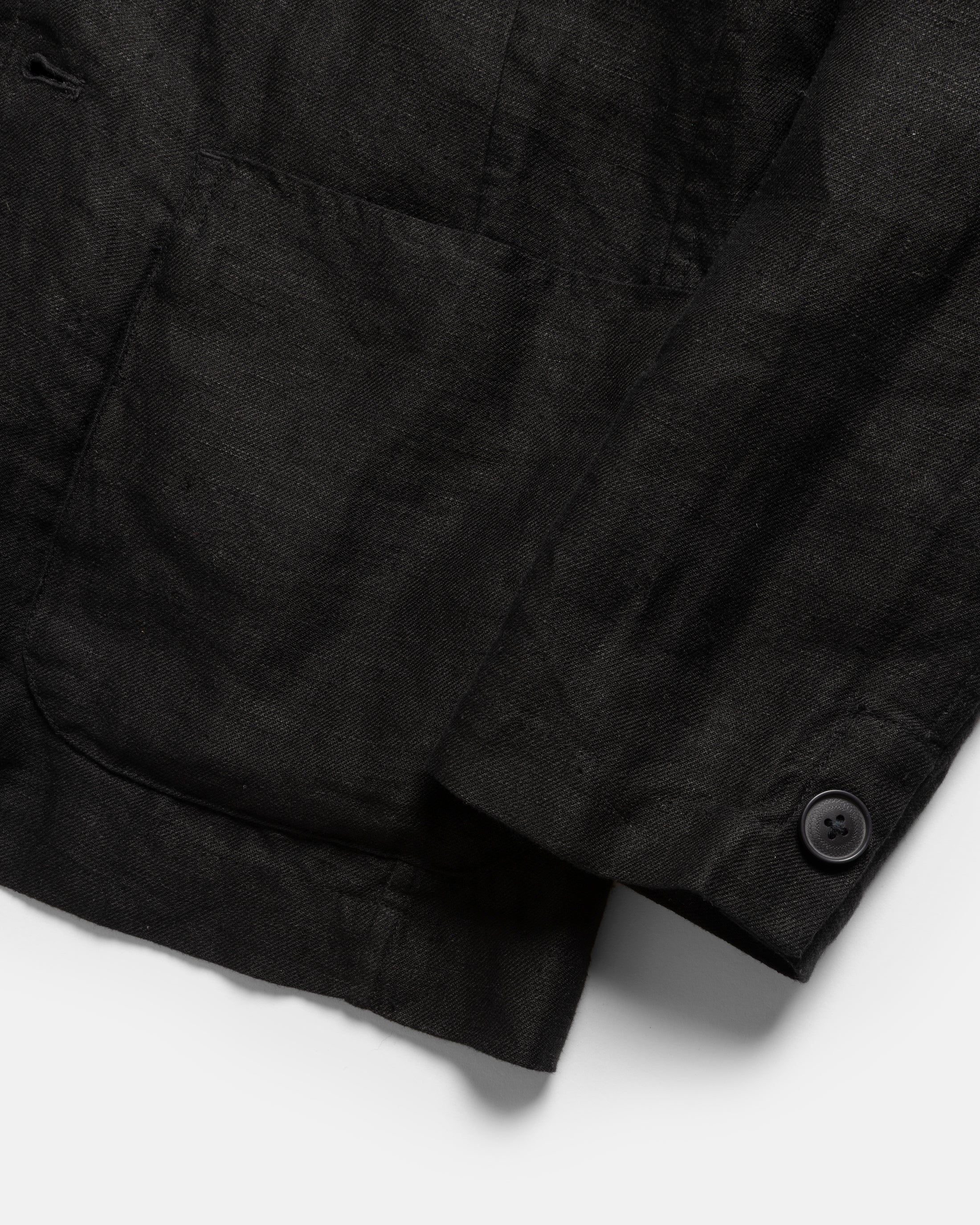 BRERA SINGLE BREASTED BLAZER - BLACK LINEN TWILL